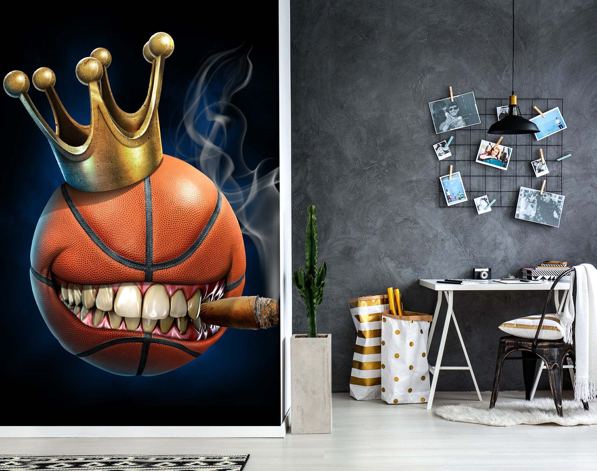 3D Crown Teeth Basketball 5010 Tom Wood Wall Mural Wall Murals