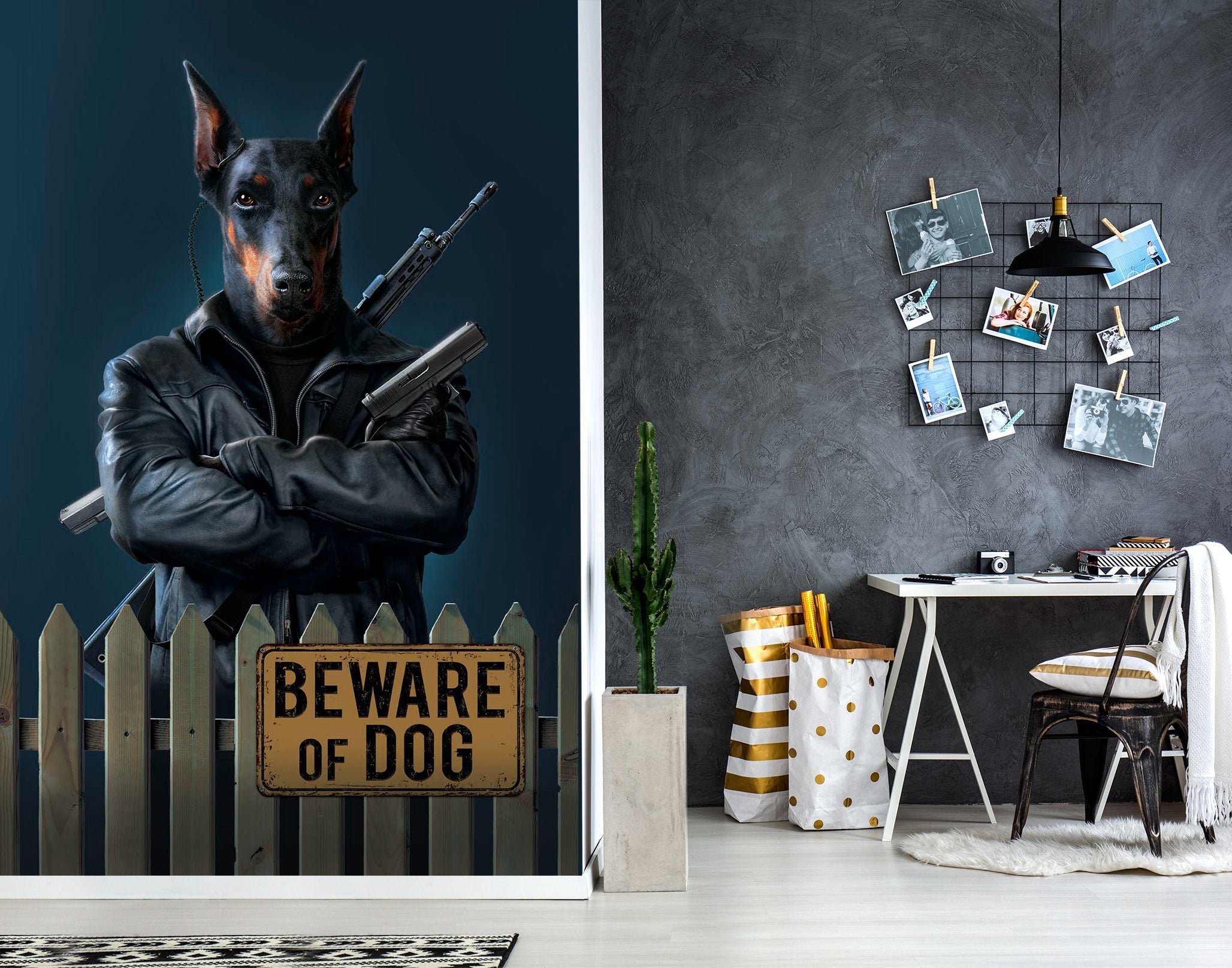 3D Dog Wwarrior 1409 Wall Murals Exclusive Designer Vincent Wallpaper AJ Wallpaper 