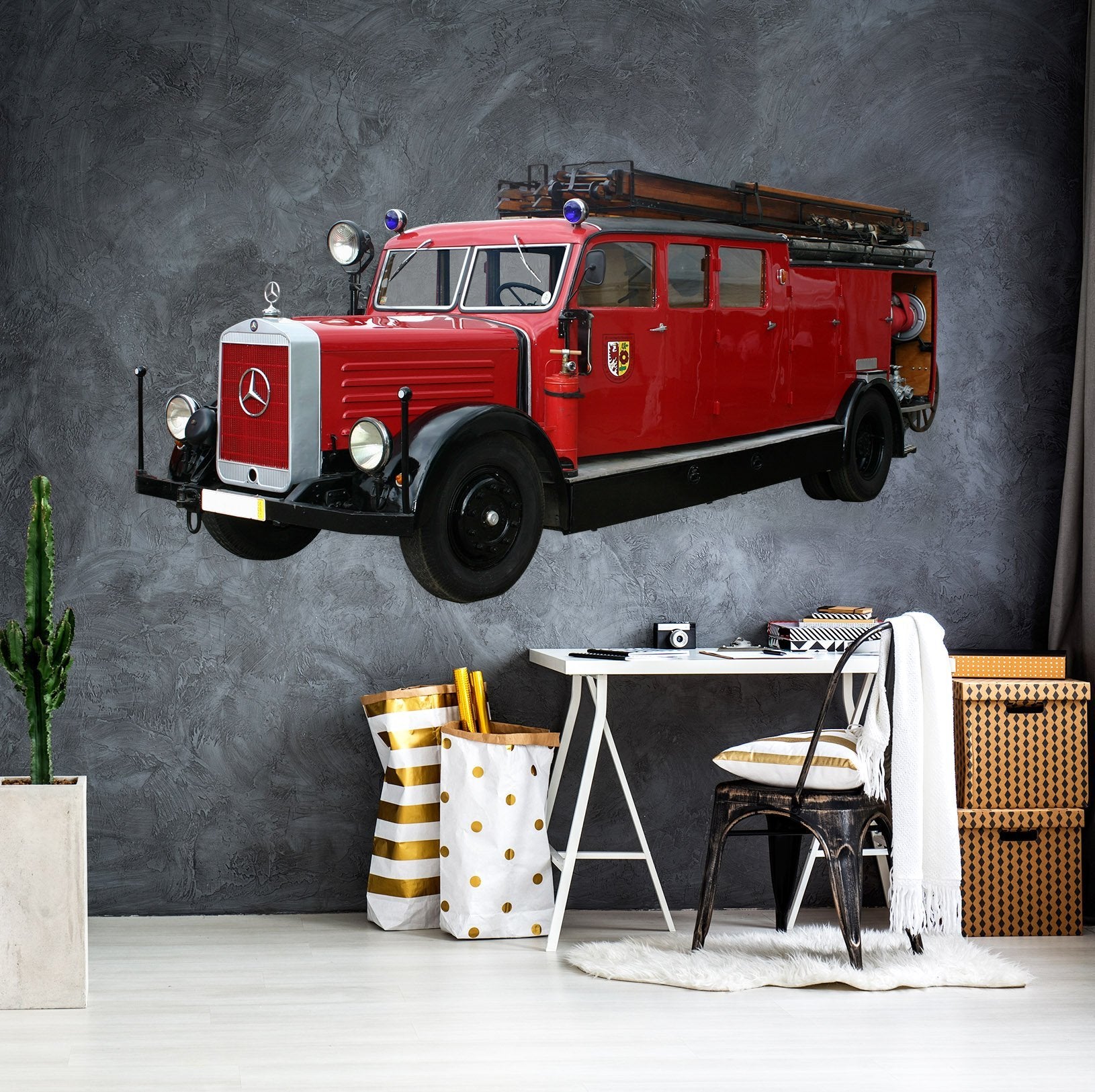 3D Fire-truck 0161 Vehicles Wallpaper AJ Wallpaper 