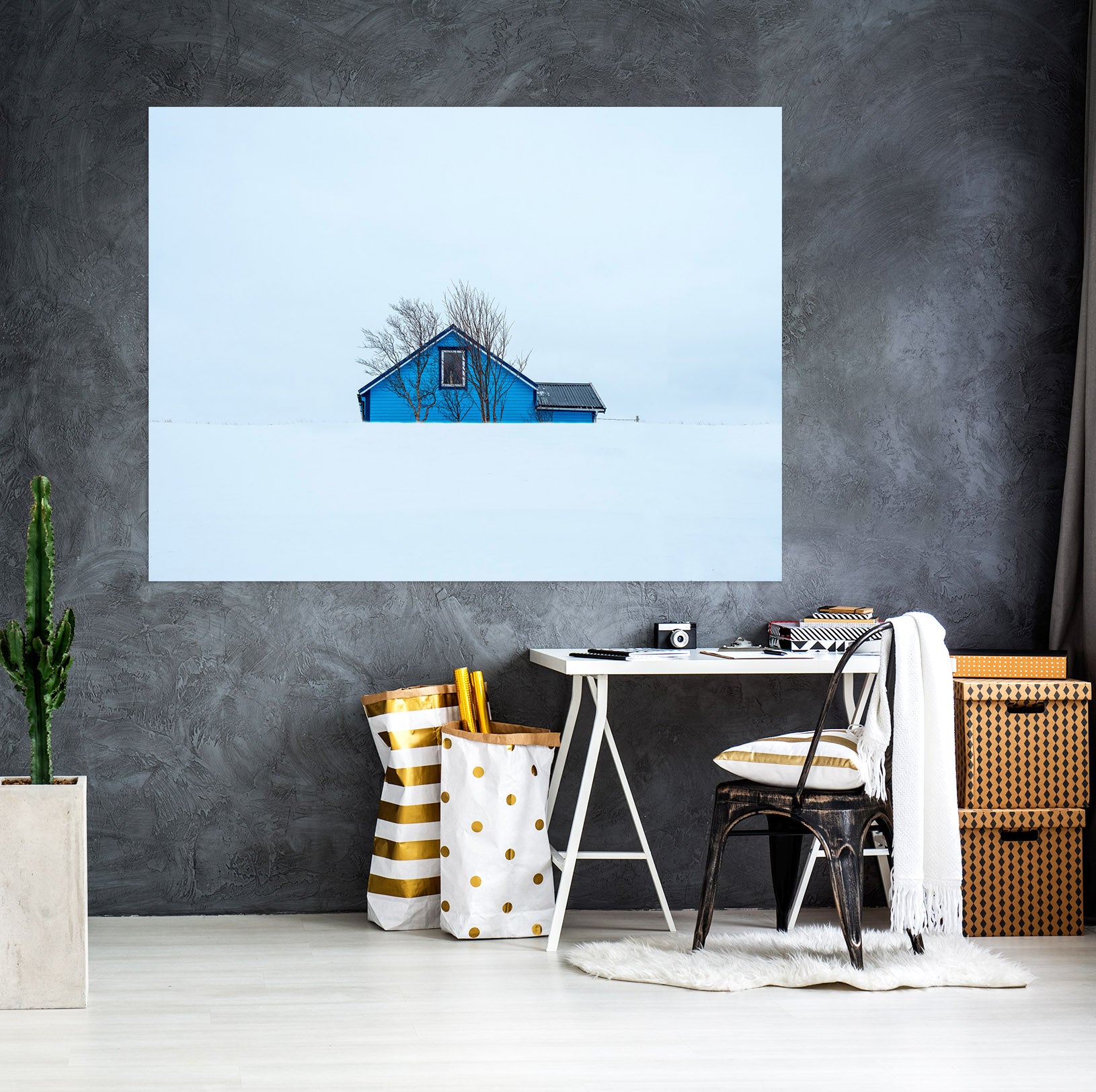 3D Little Blue House 172 Marco Carmassi Wall Sticker