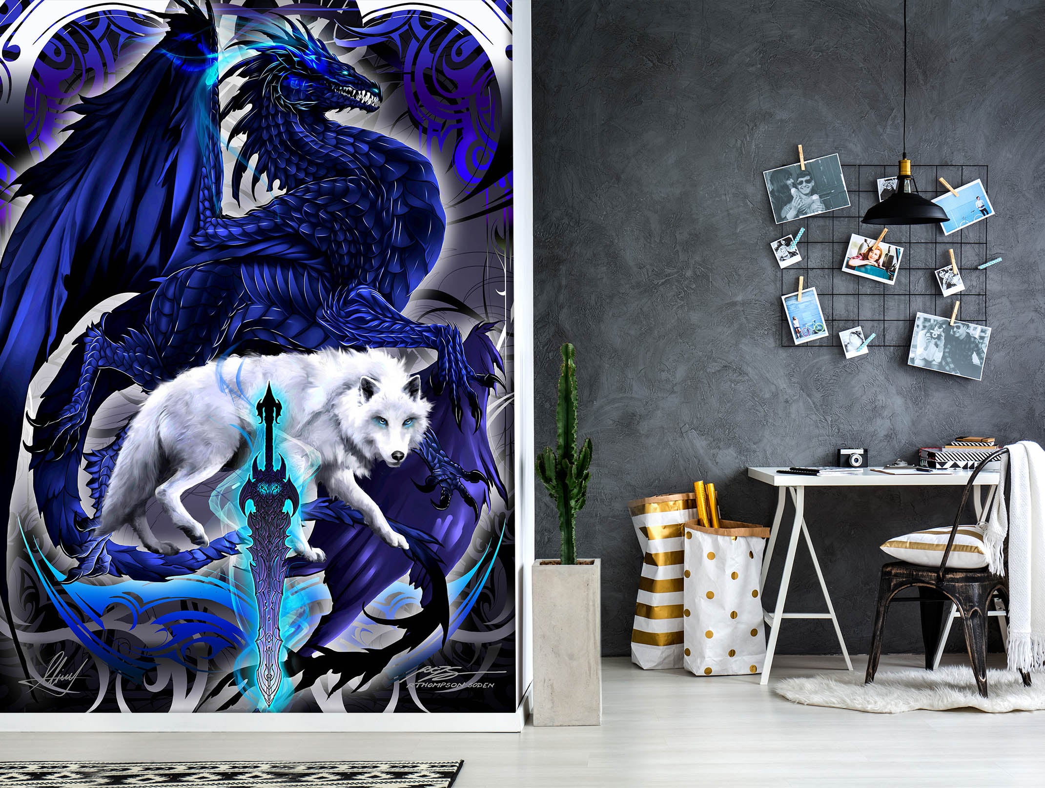3D Dragon Wolf 8129 Ruth Thompson Wall Mural Wall Murals