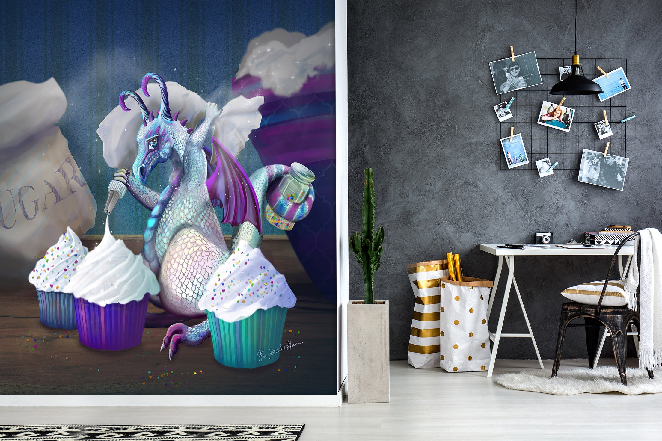 3D Cupcake Horse 1399 Rose Catherine Khan Wall Mural Wall Murals