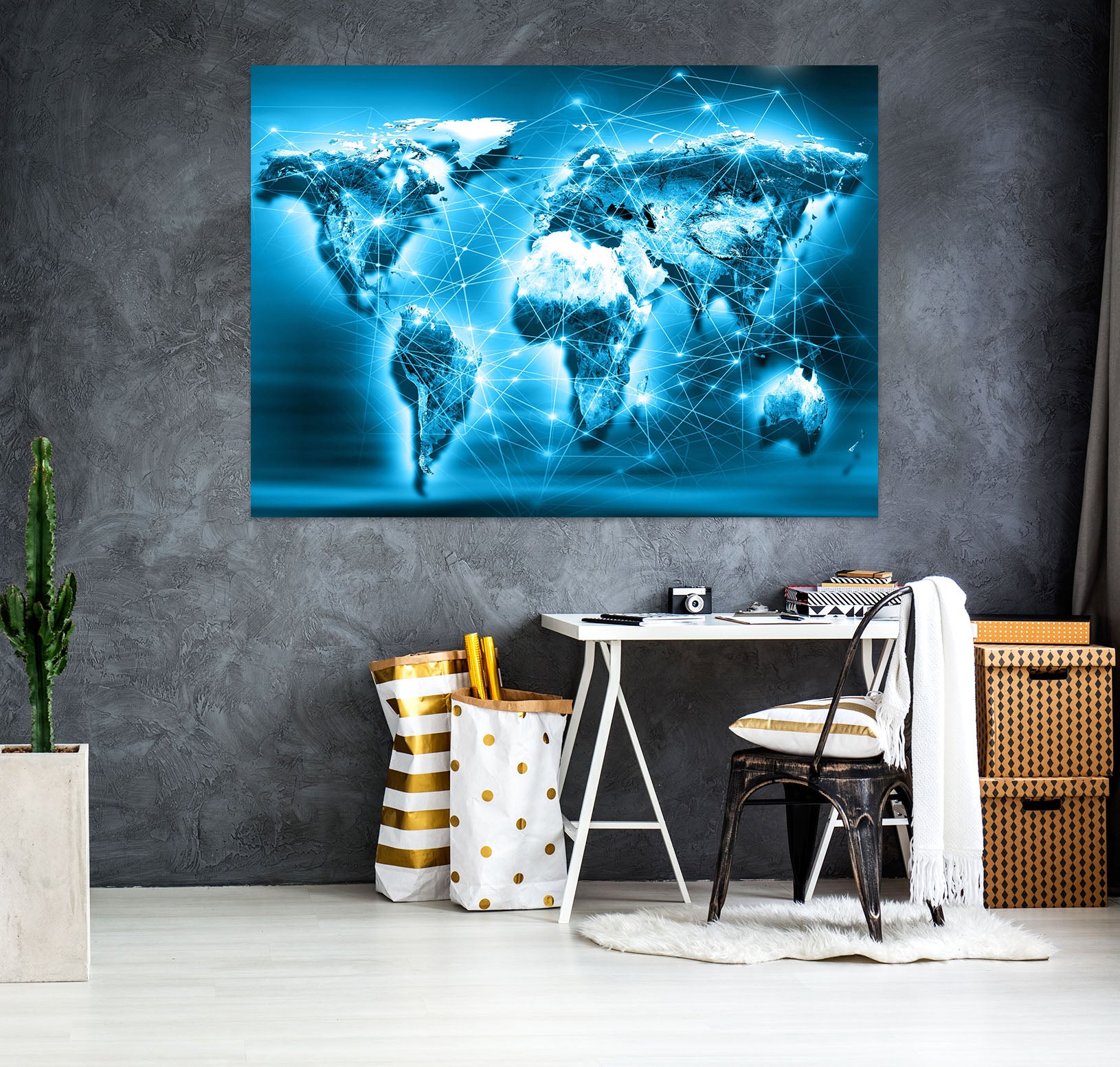 3D Blue Sky 244 World Map Wall Sticker