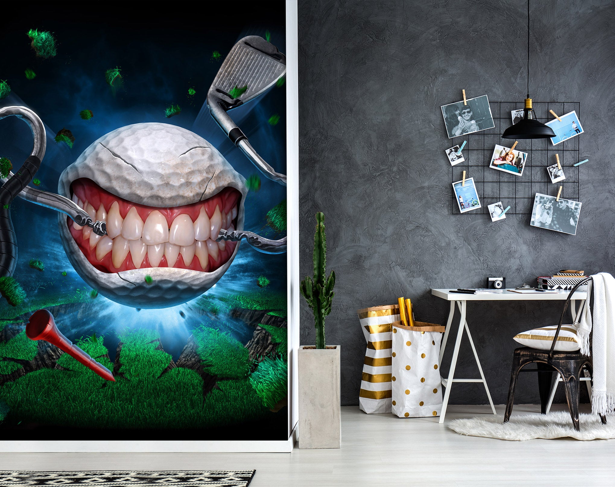 3D Teeth Golf 5016 Tom Wood Wall Mural Wall Murals