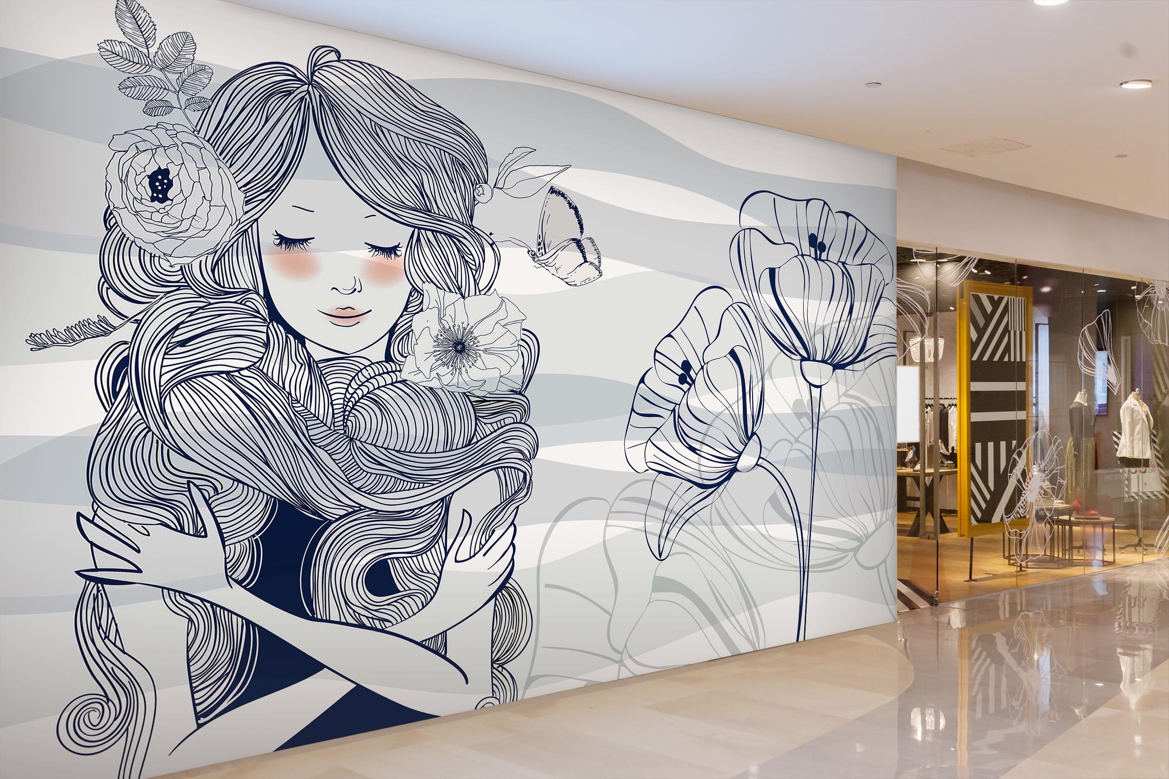 3D Sketch Butterfly 109 Wall Murals