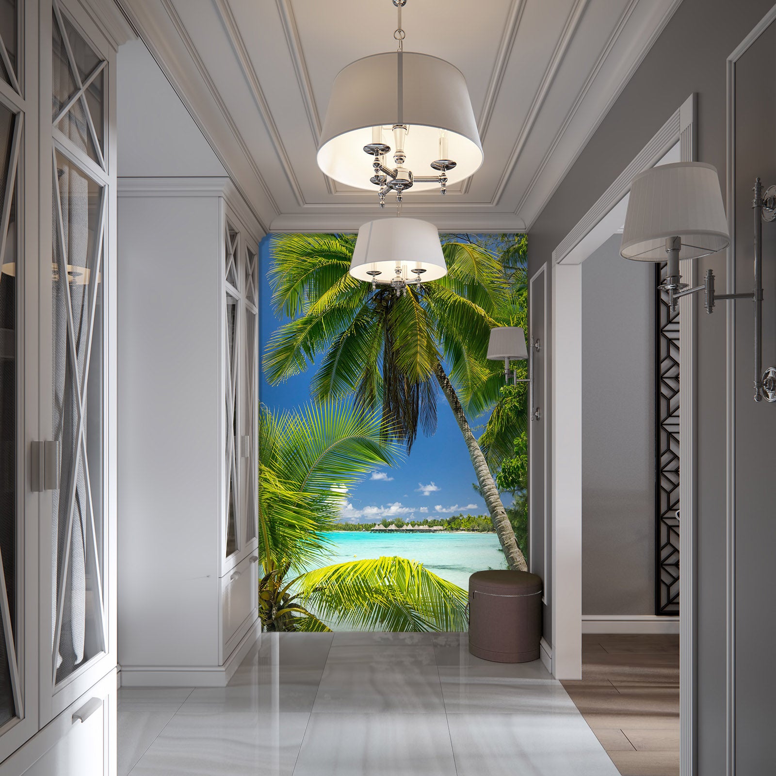 3D Coconut Tree Sea 072 Wall Murals
