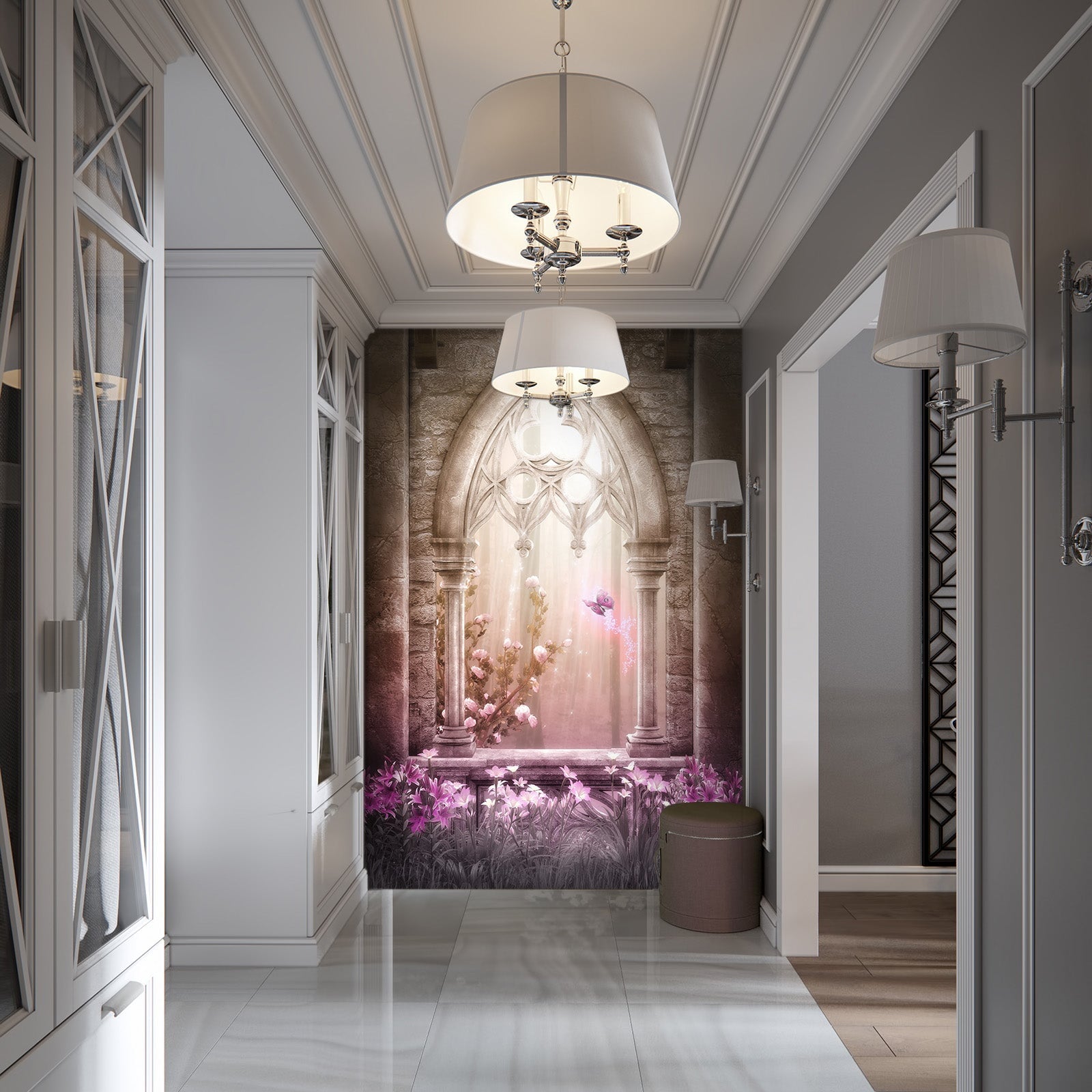 3D Fantasy Pink Arch 111 Wall Murals Wallpaper AJ Wallpaper 