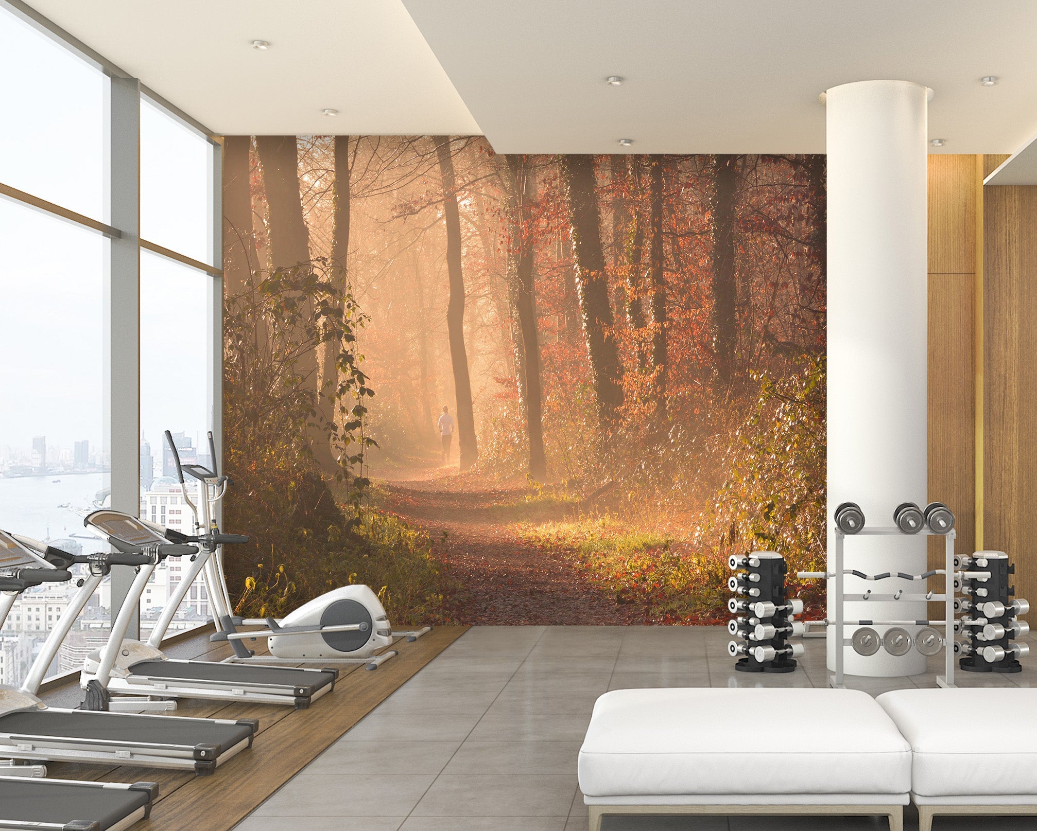 3D Sunset Forest 015 Wall Murals Wallpaper AJ Wallpaper 2 