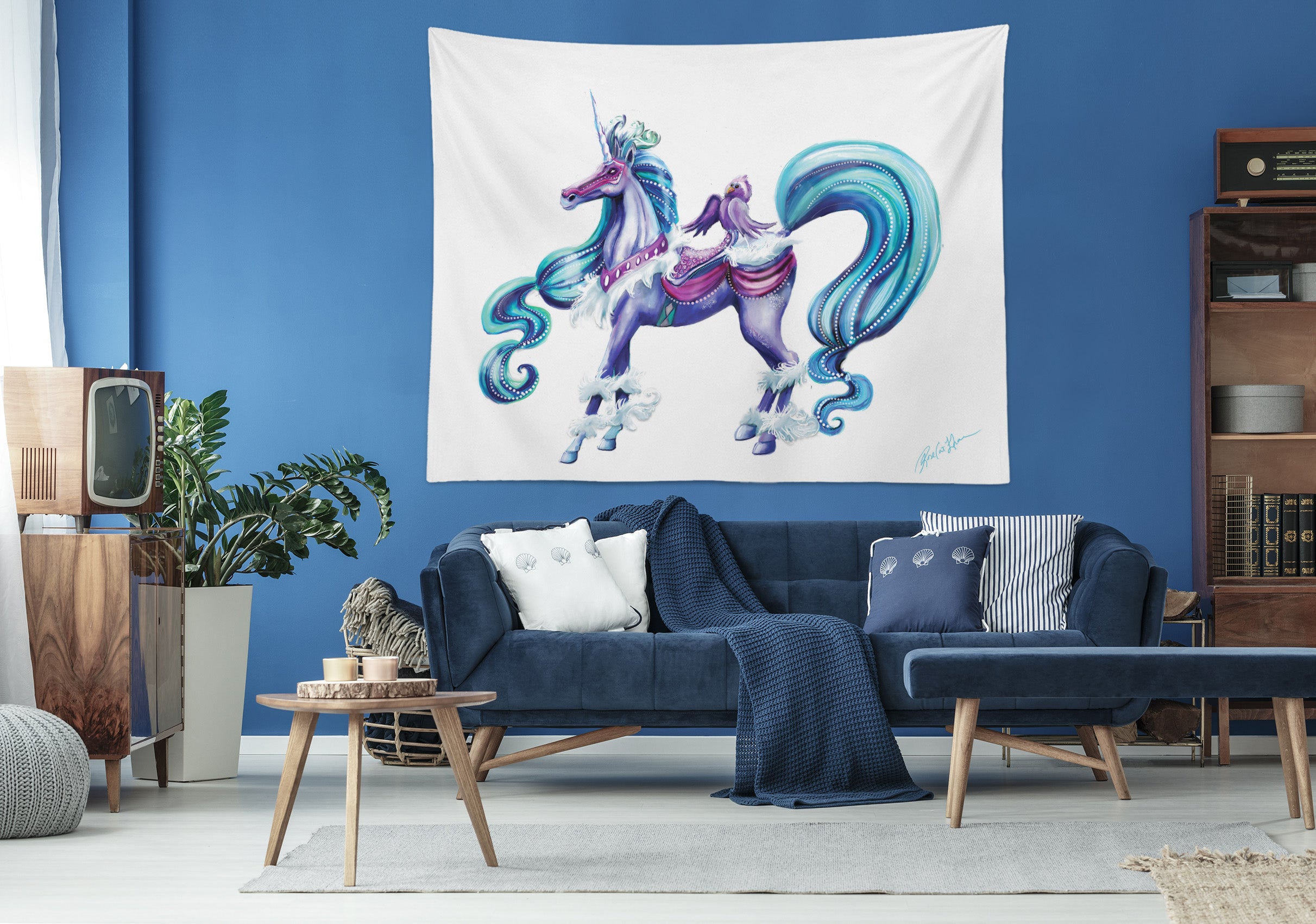 3D Elegant Unicorn 5213 Rose Catherine Khan Tapestry Hanging Cloth Hang