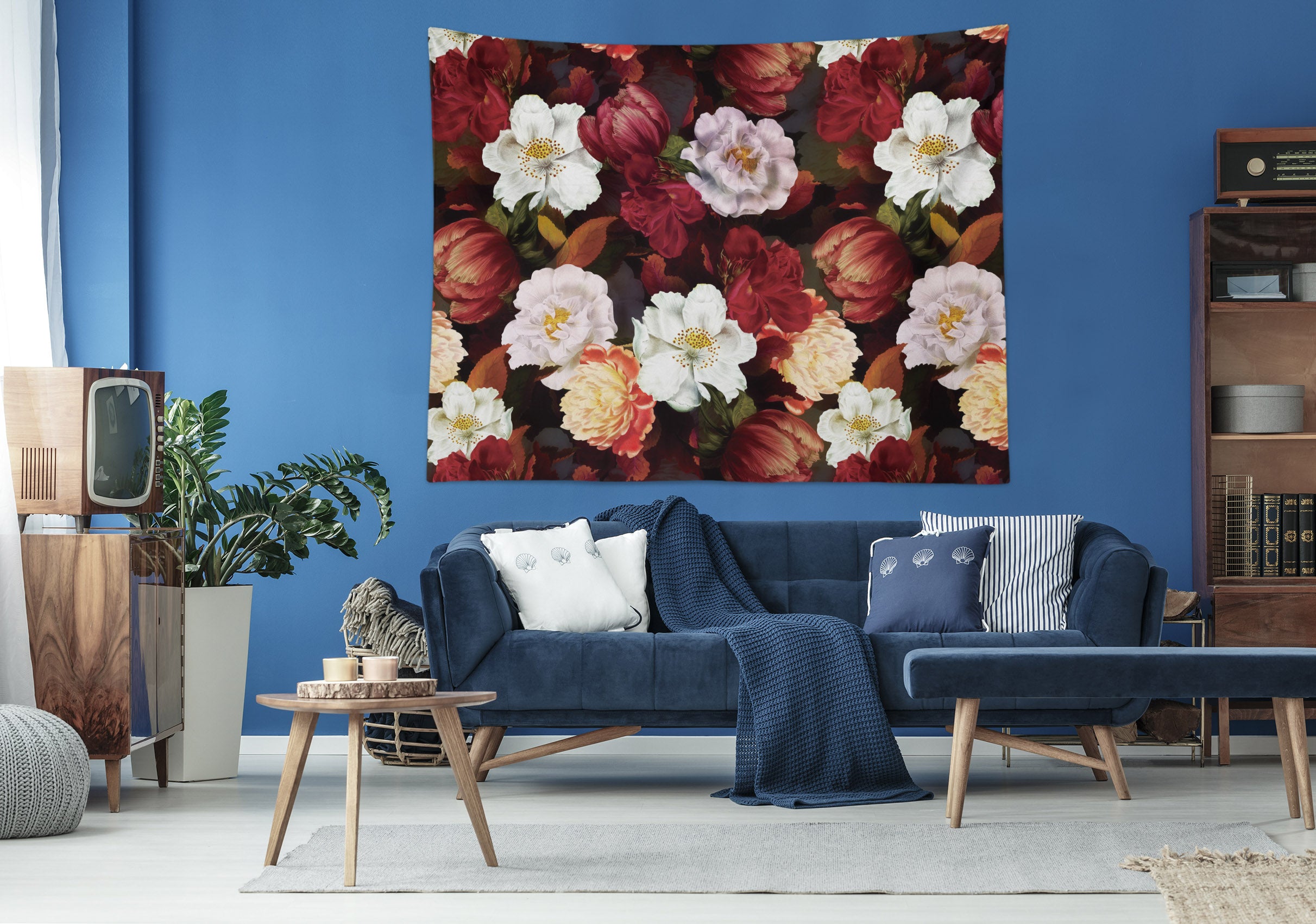 3D Red White Flower 5334 Uta Naumann Tapestry Hanging Cloth Hang