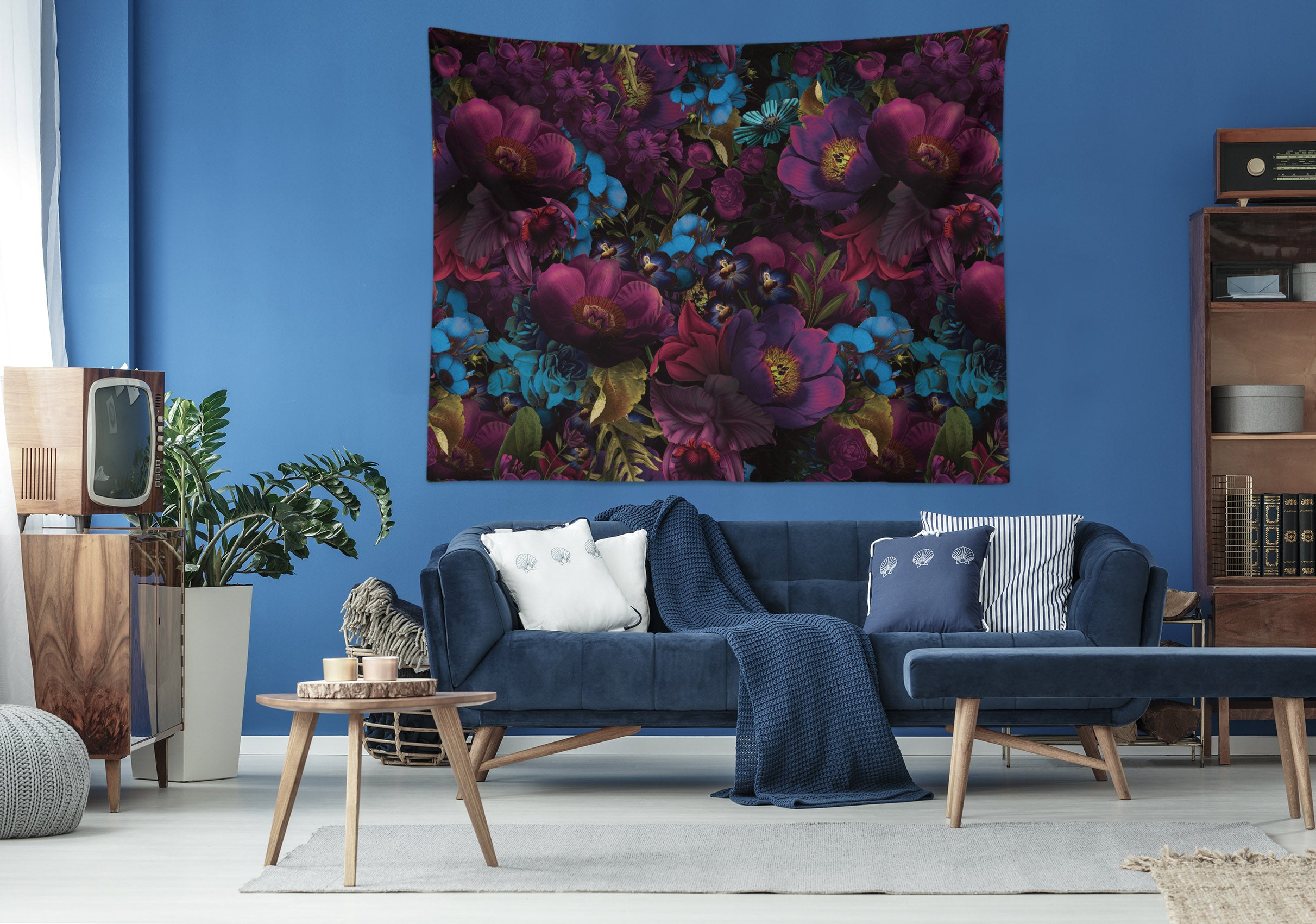 3D Dark Purple Flowers 905 Uta Naumann Tapestry Hanging Cloth Hang