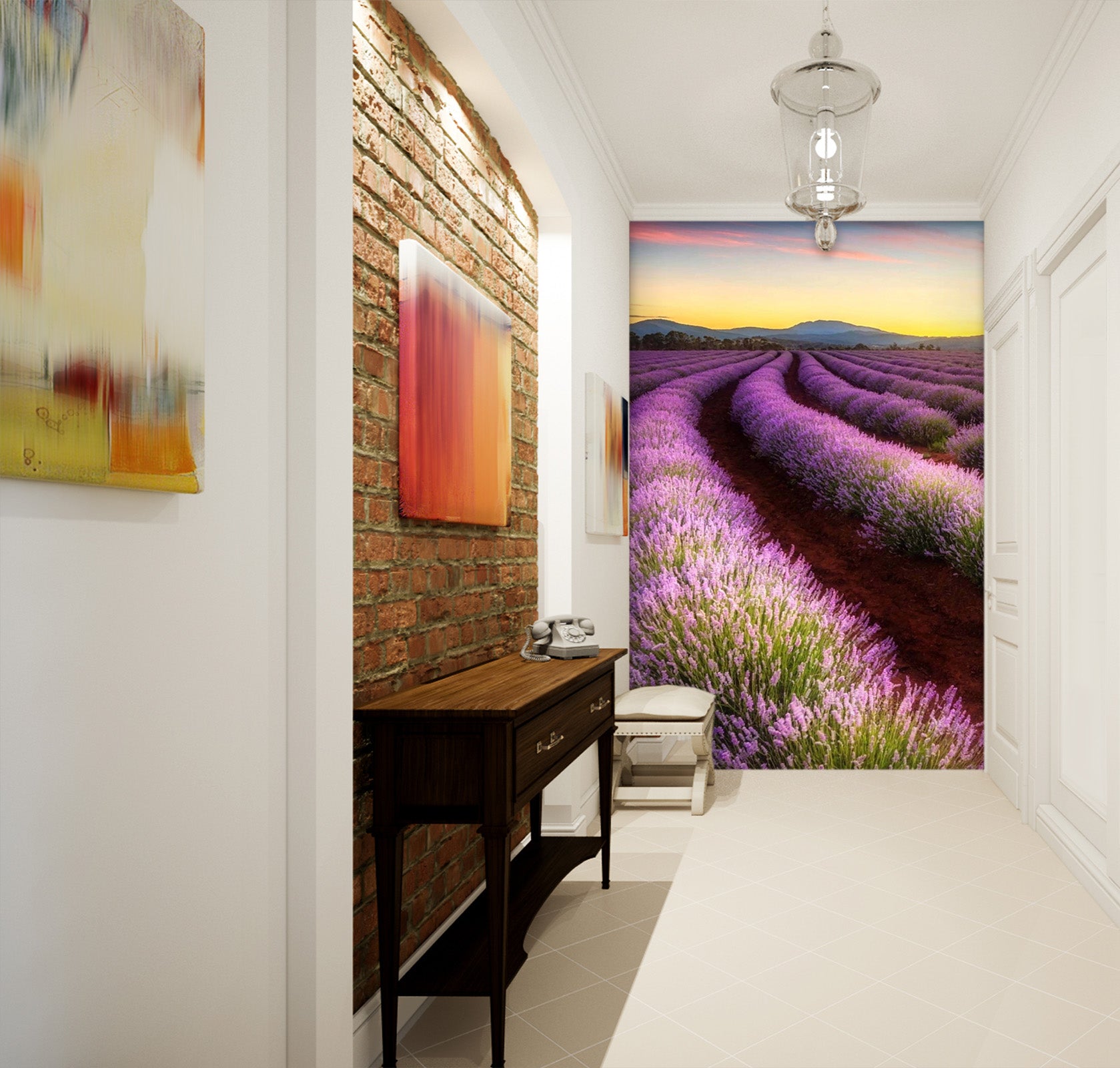 3D Lavender Grassland 081 Wall Murals