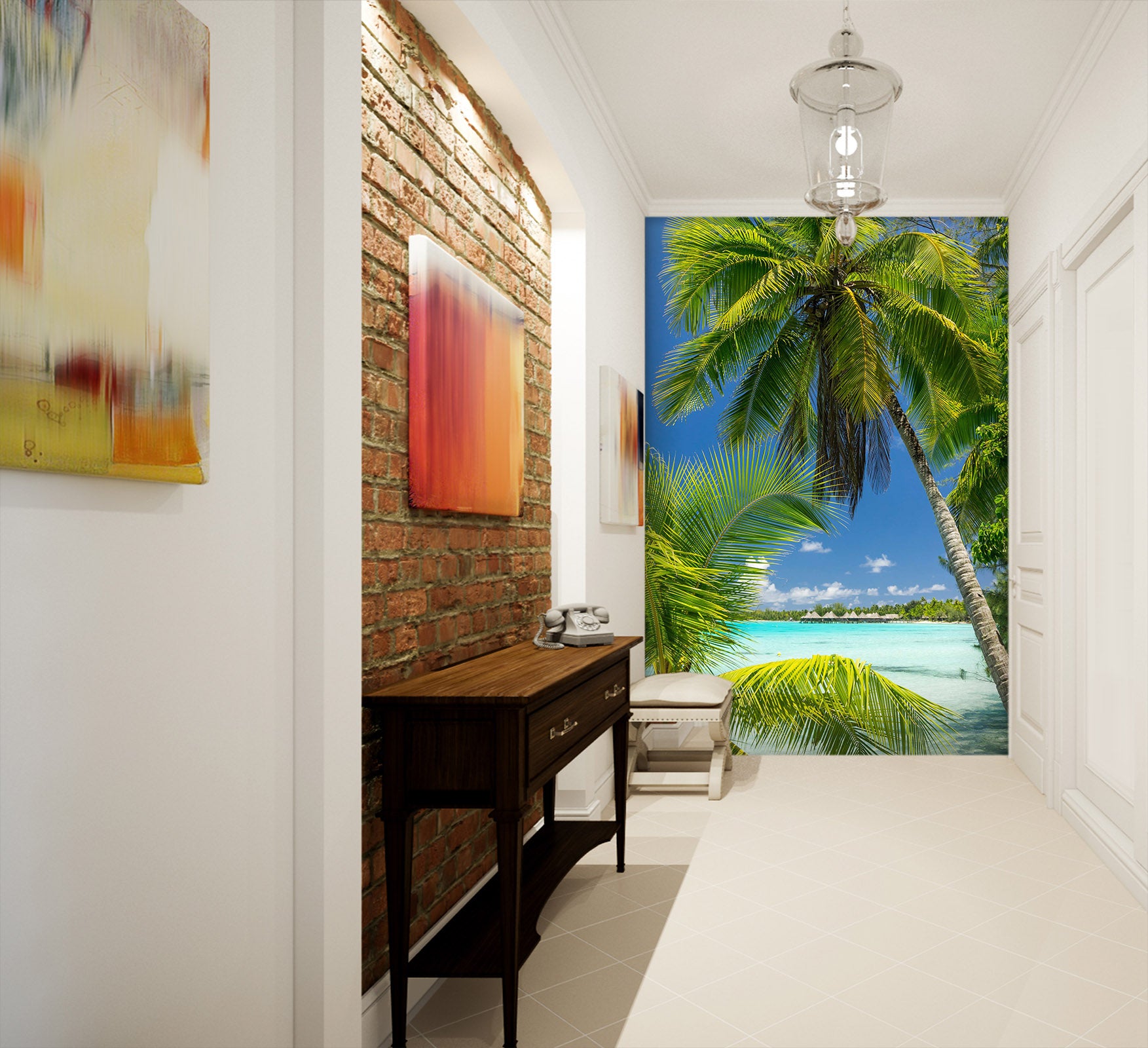 3D Coconut Tree Sea 072 Wall Murals