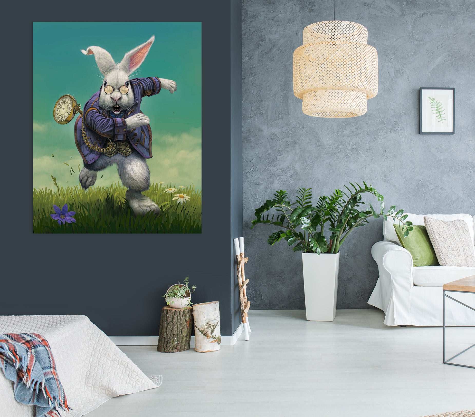 3D White Rabbit 092 Vincent Hie Wall Sticker