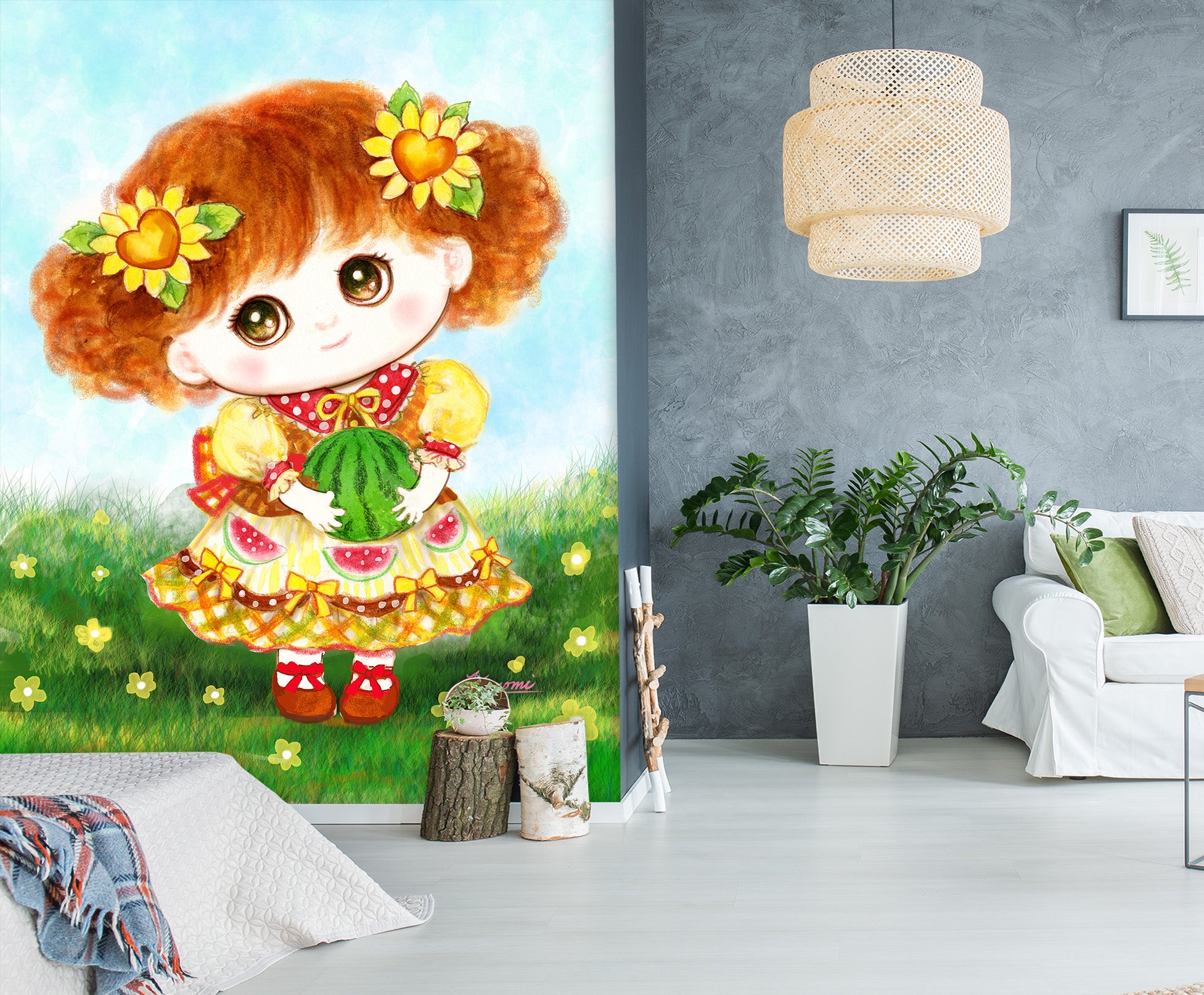 3D Watermelon Girl 5482 Kayomi Harai Wall Mural Wall Murals