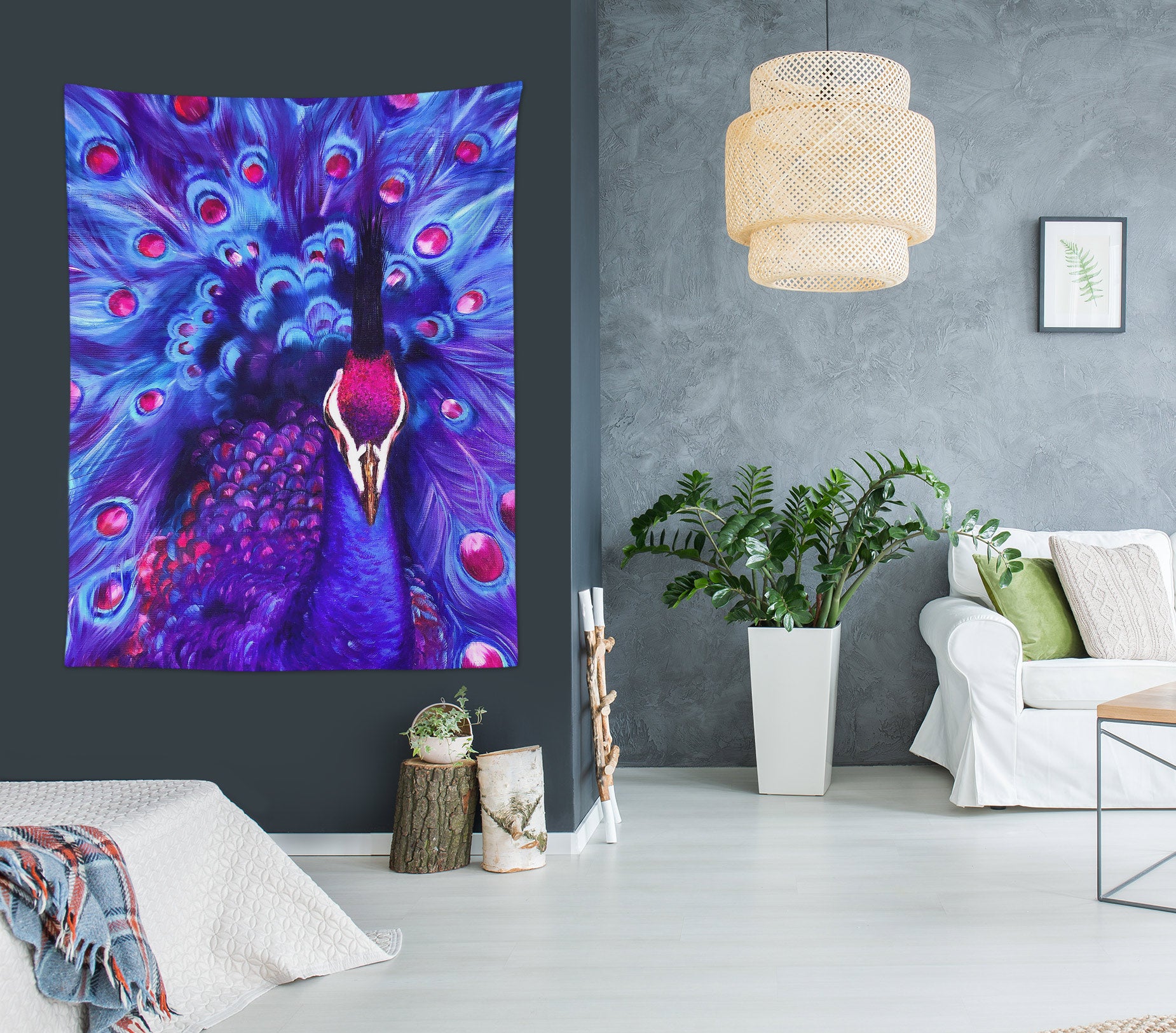 3D Blue Peacock 3491 Skromova Marina Tapestry Hanging Cloth Hang