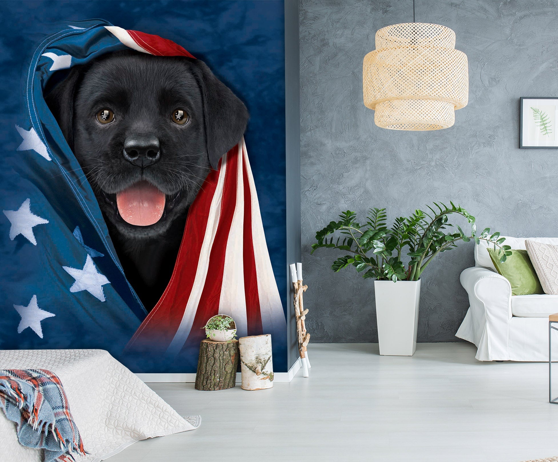 3D Dog Flag 1402 Wall Murals Exclusive Designer Vincent Wallpaper AJ Wallpaper 