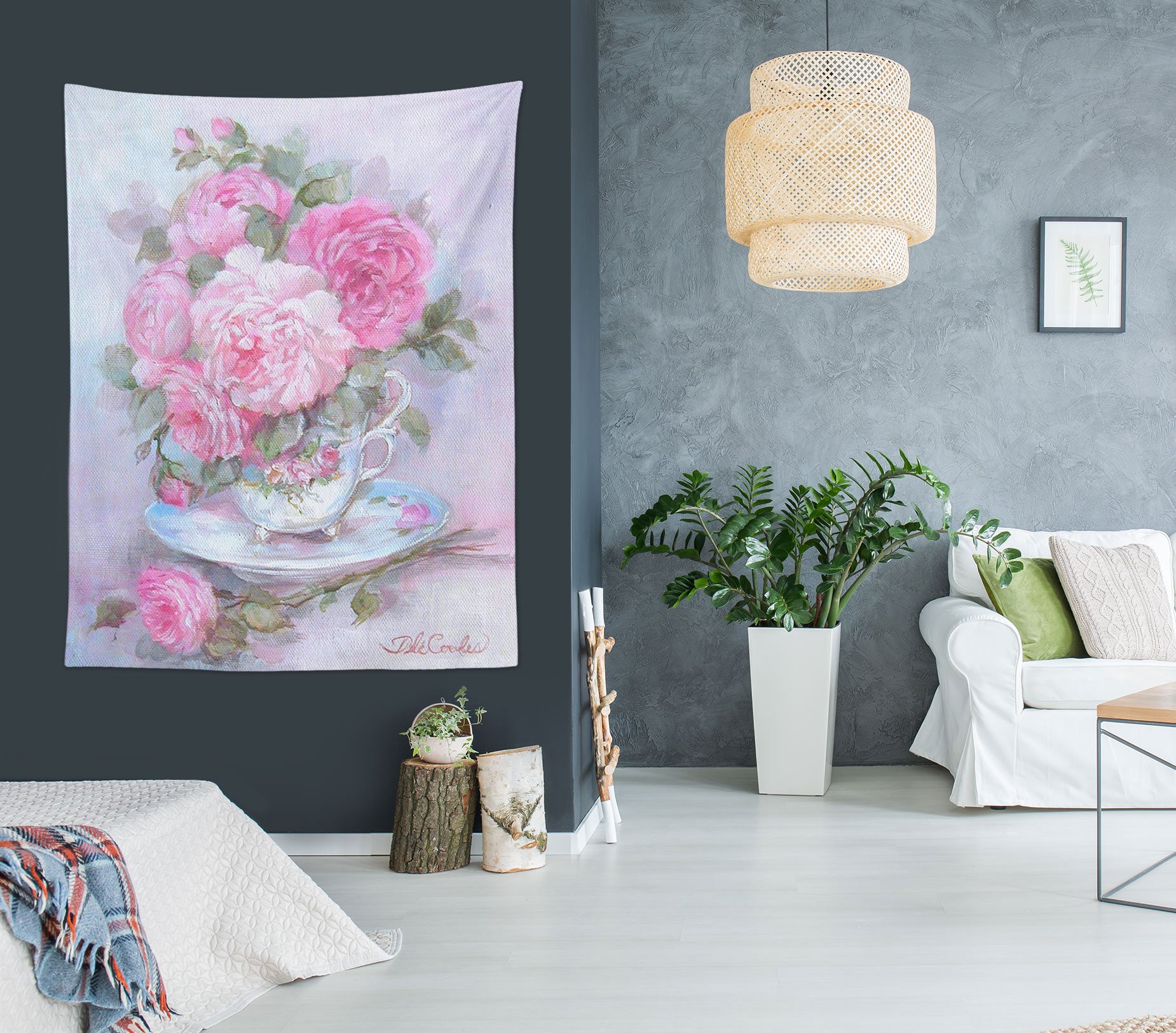 3D Pink Vase 11215 Debi Coules Tapestry Hanging Cloth Hang