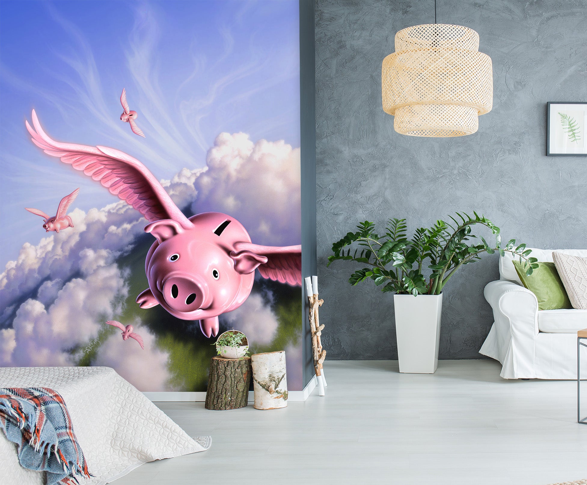 3D Piggies 1416 Jerry LoFaro Wall Mural Wall Murals