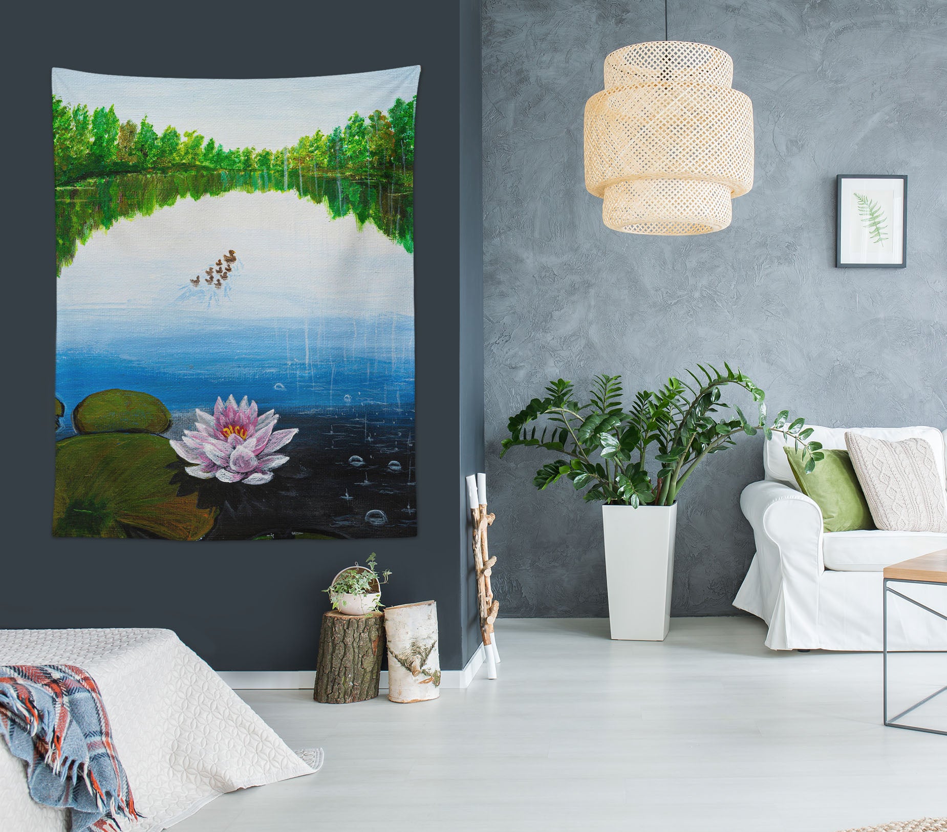 3D Lotus Pond 5292 Marina Zotova Tapestry Hanging Cloth Hang