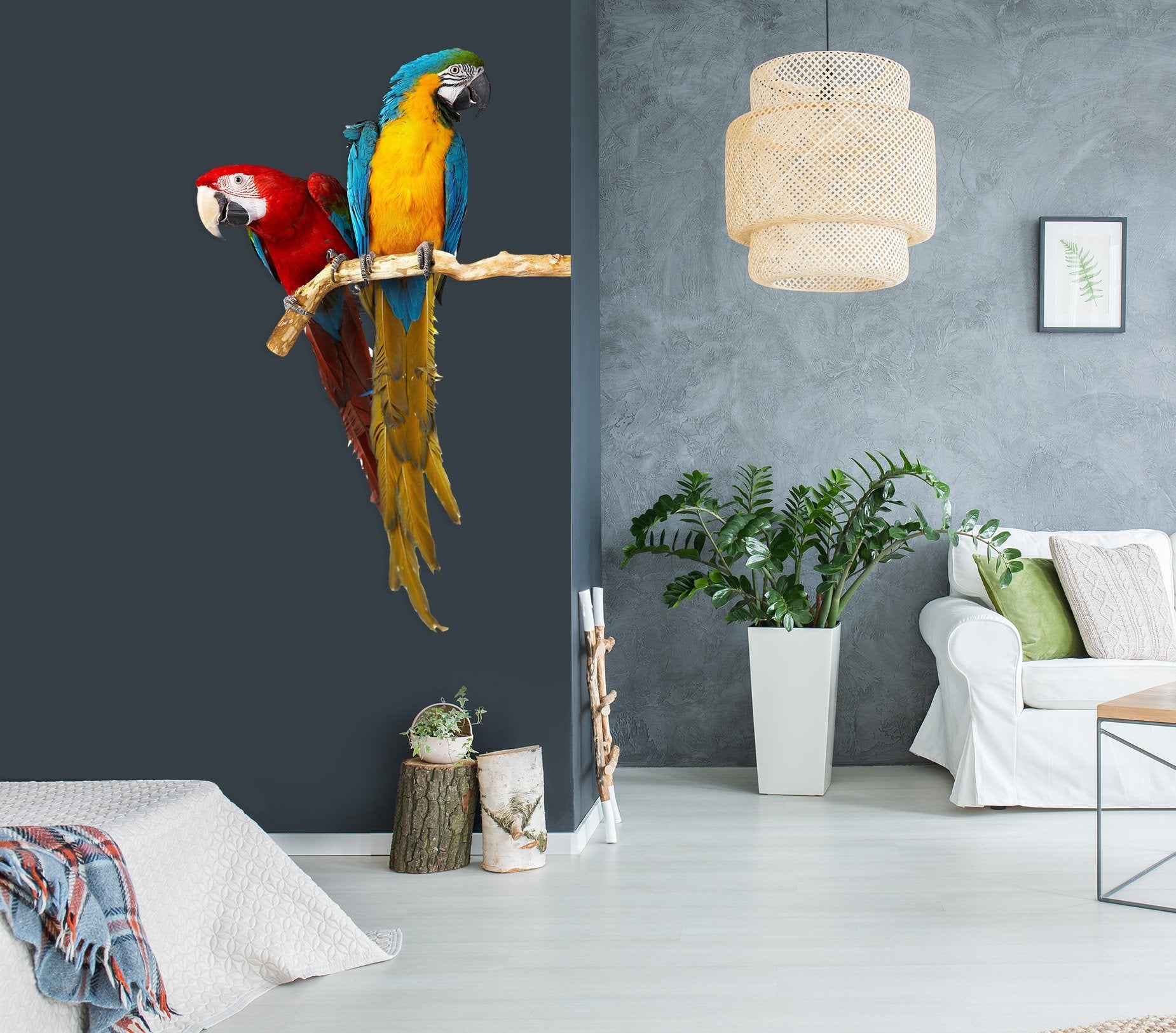 3D Two Parrots 186 Animals Wall Stickers Wallpaper AJ Wallpaper 