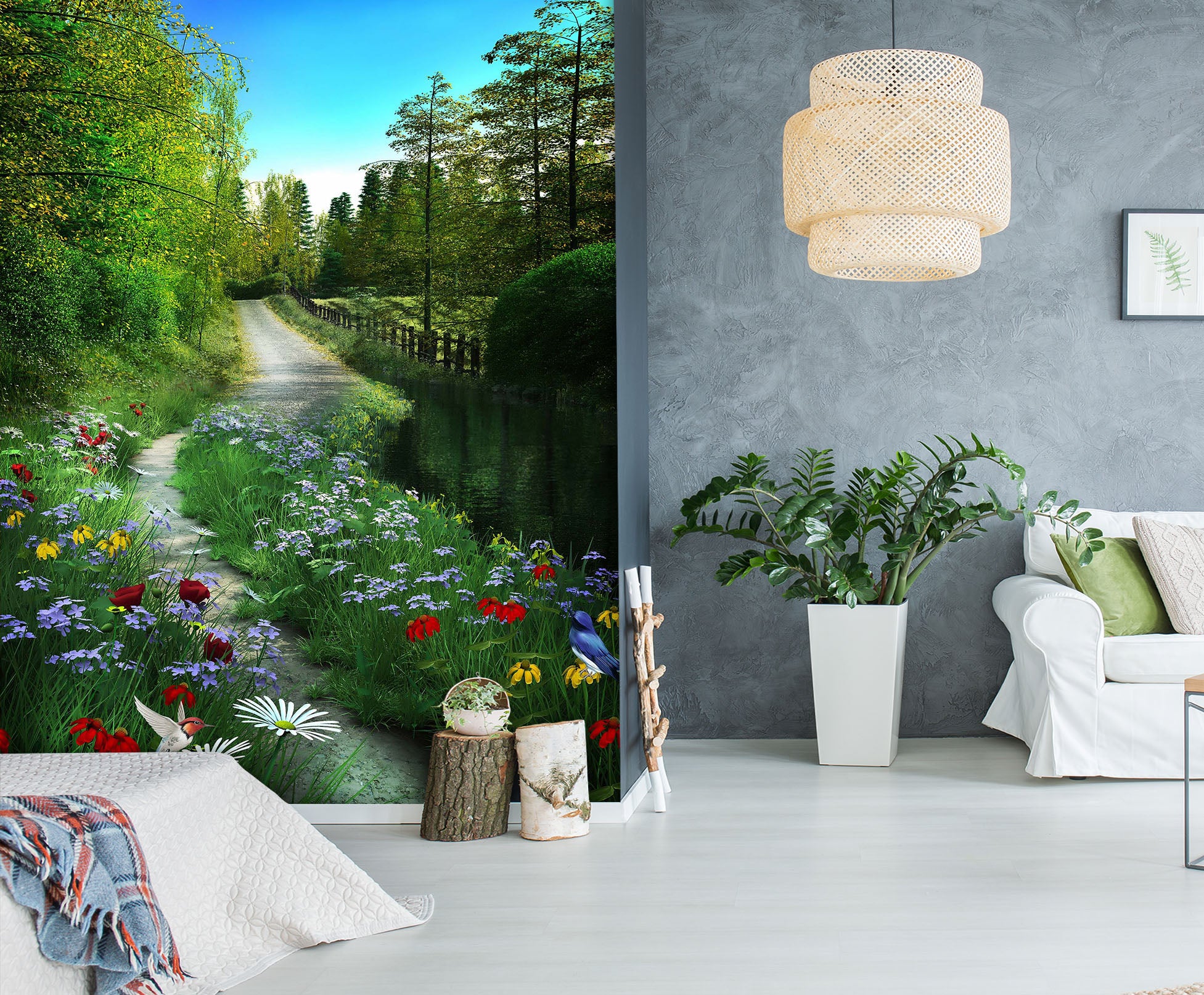 3D Flower Woods 1975 Wall Murals