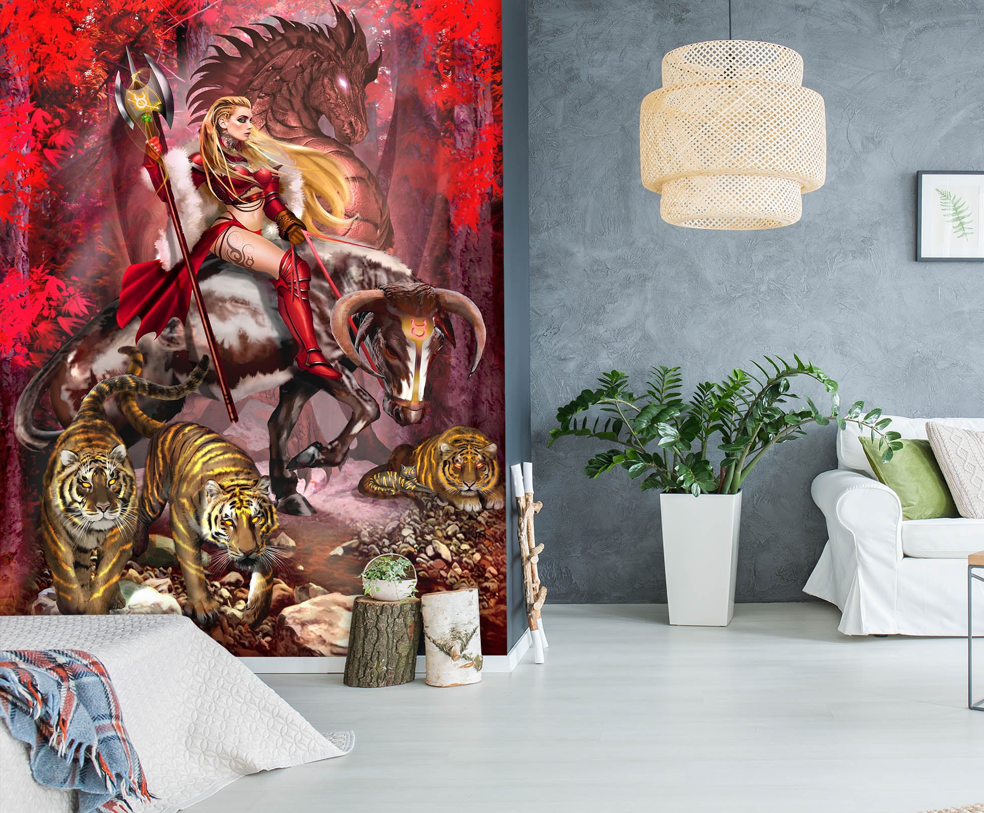 3D Woman Tiger 8153 Ruth Thompson Wall Mural Wall Murals