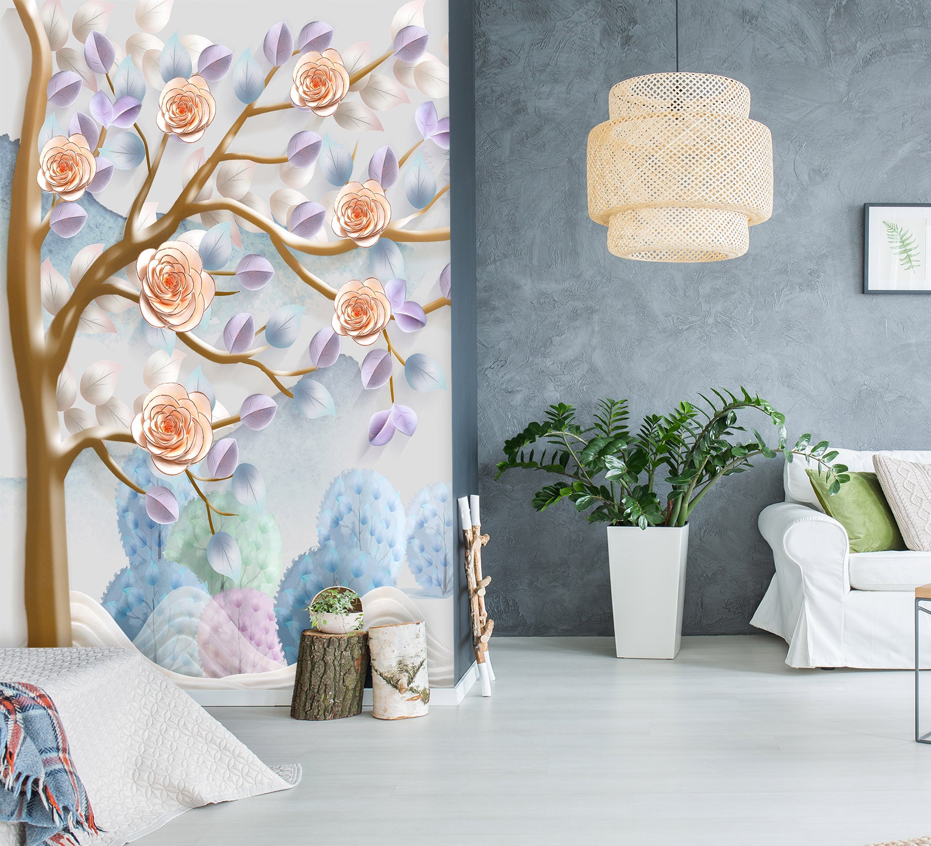 3D Forest Rose 1831 Wall Murals