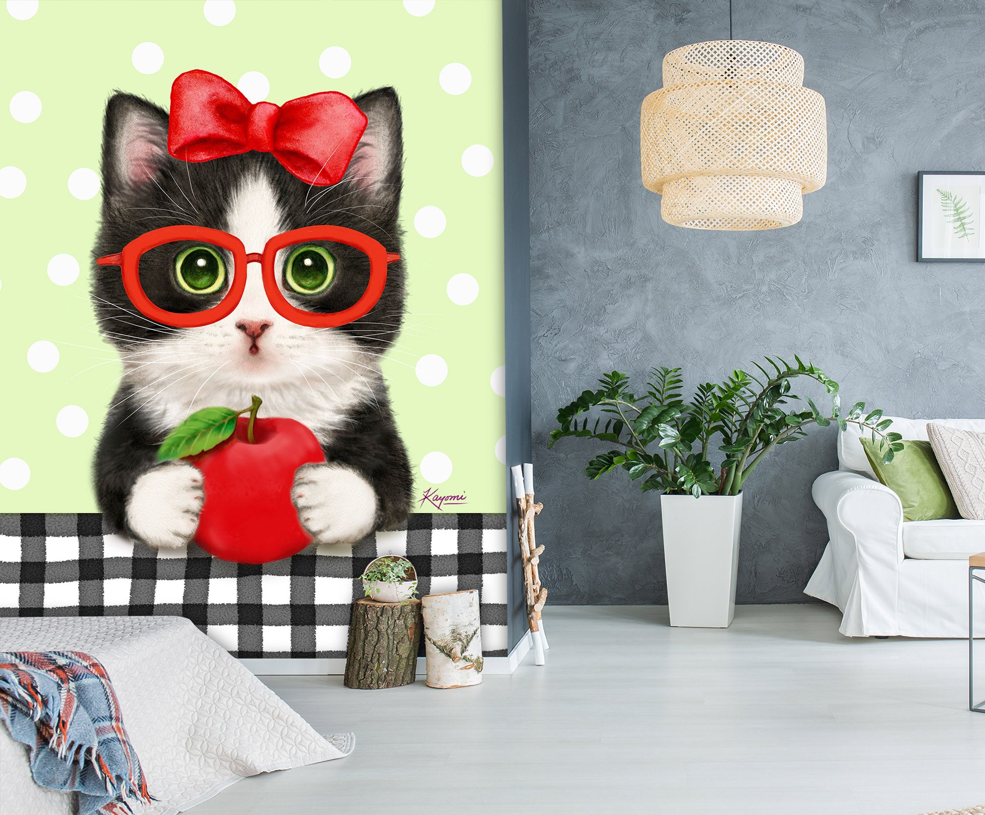 3D Apple Cat 5498 Kayomi Harai Wall Mural Wall Murals