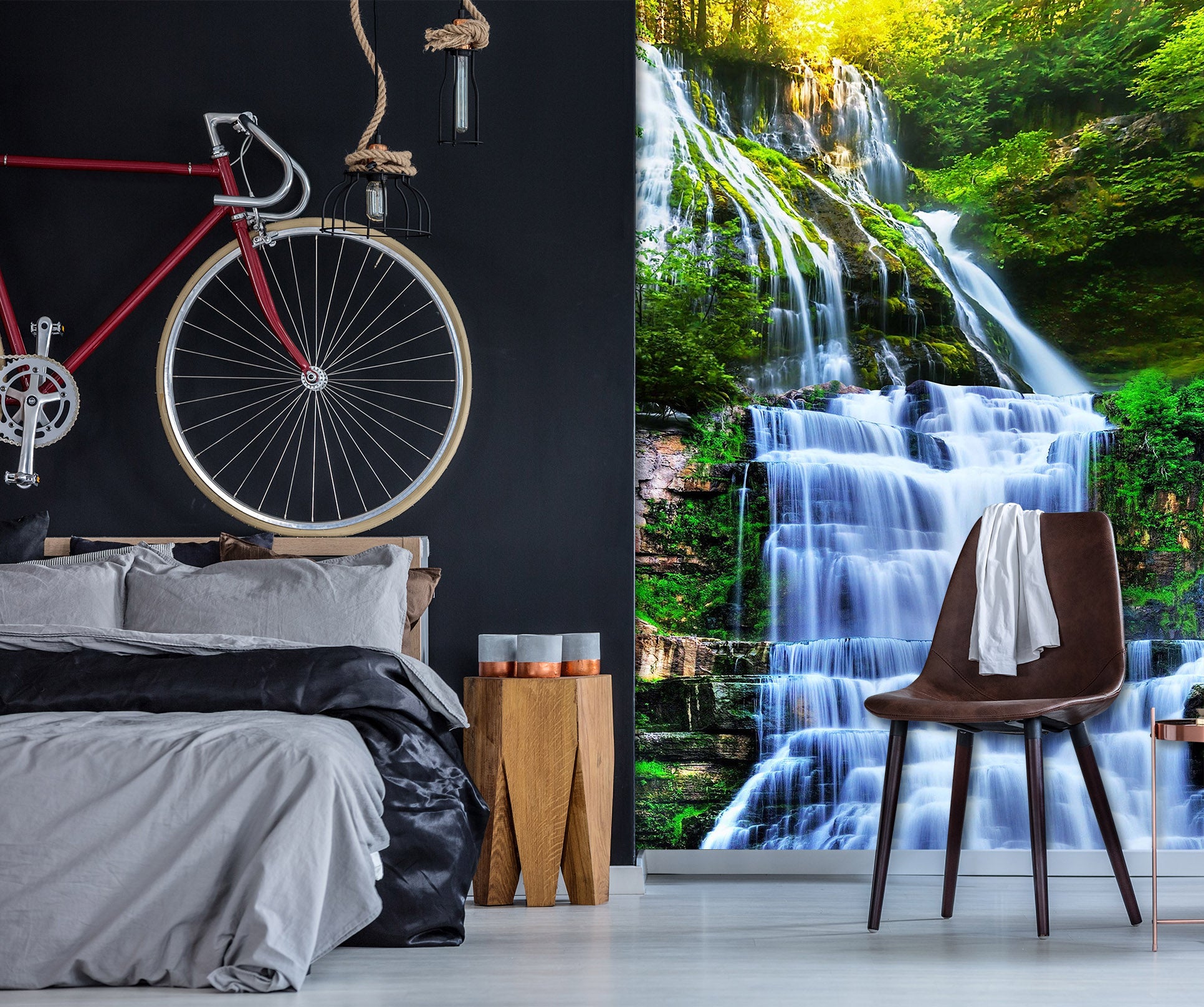 3D Forest Waterfall 1964 Wall Murals