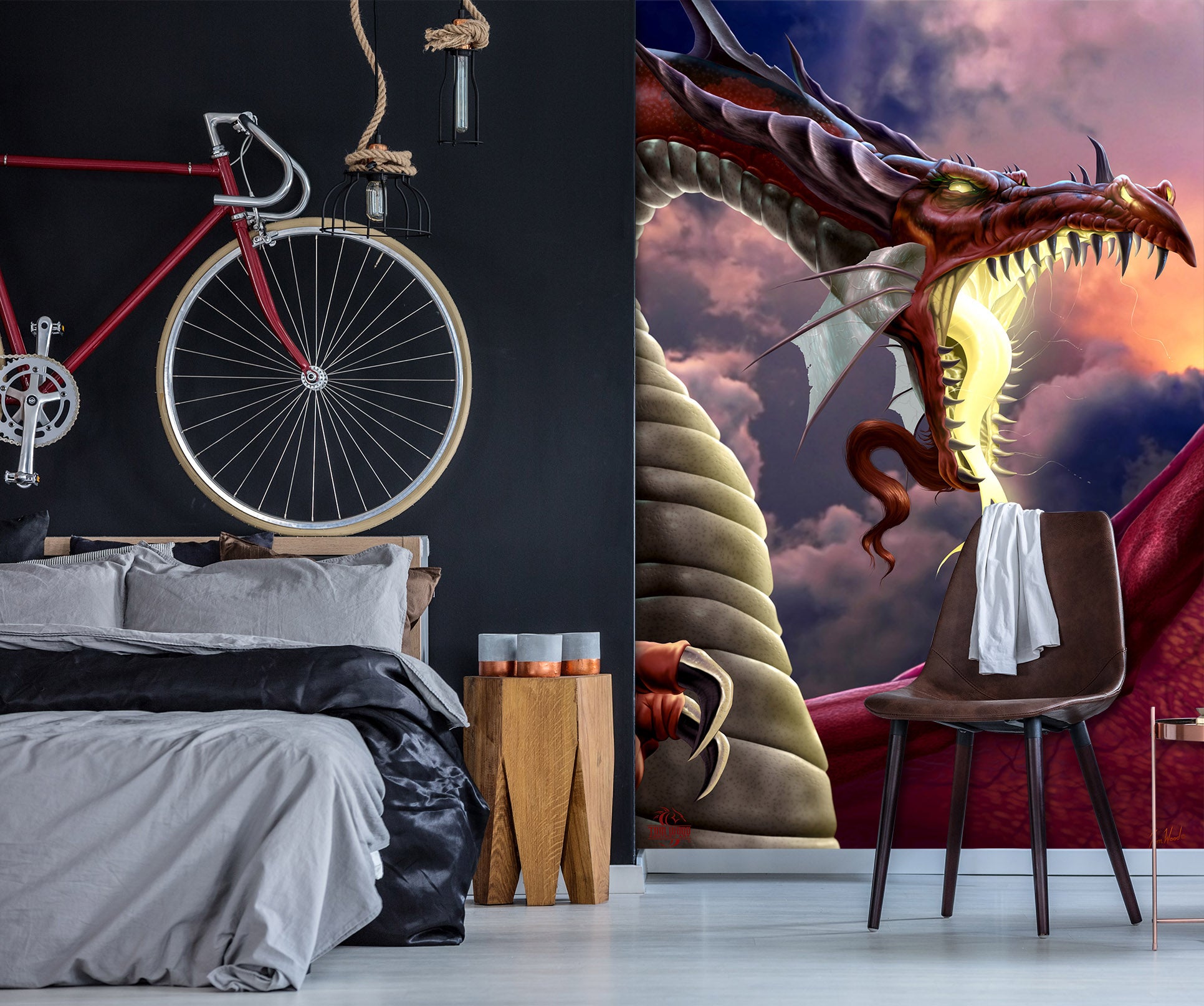 3D Open Mouth Dragon 5040 Tom Wood Wall Mural Wall Murals