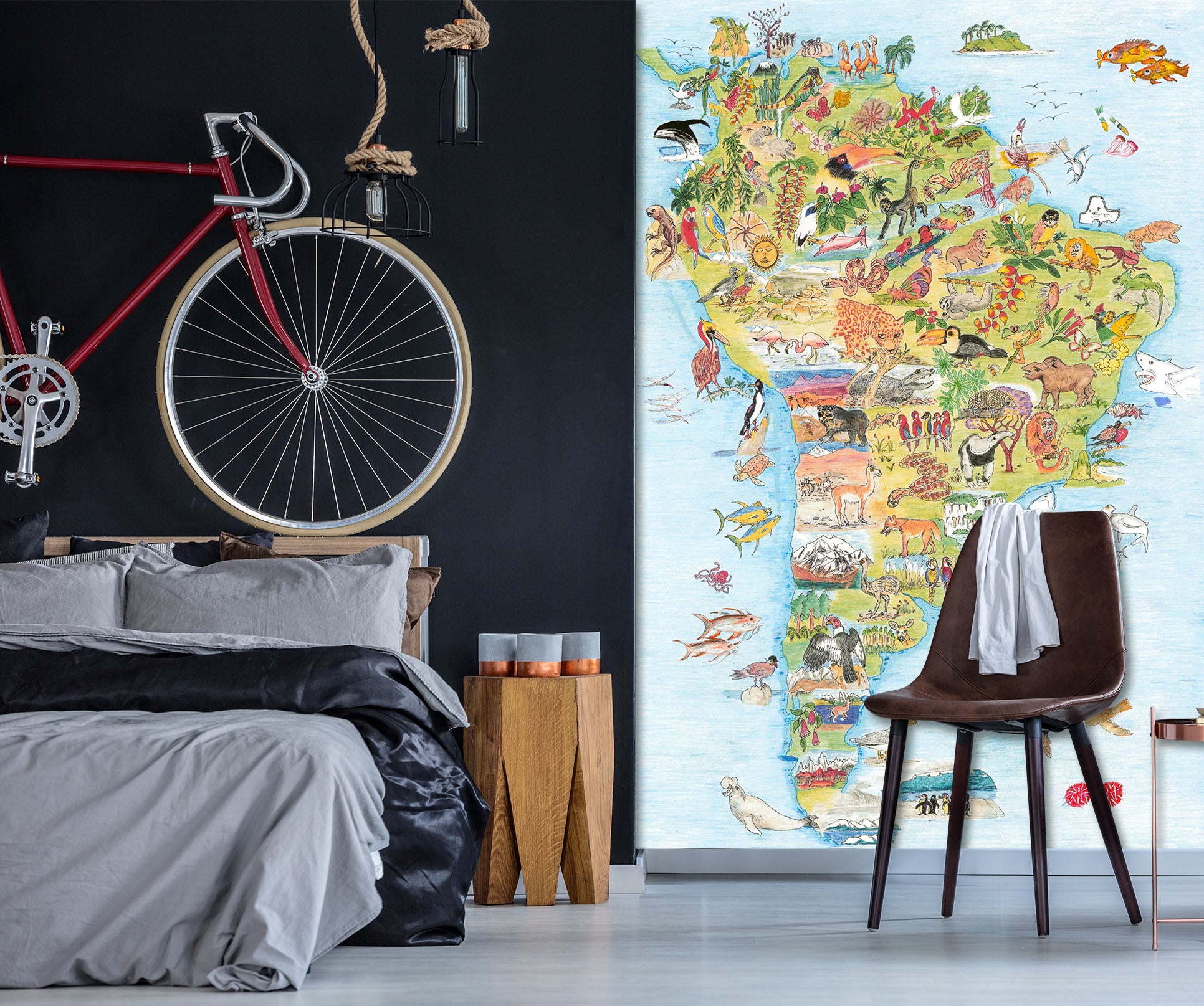3D Animal Map 1418 Michael Sewell Wall Mural Wall Murals