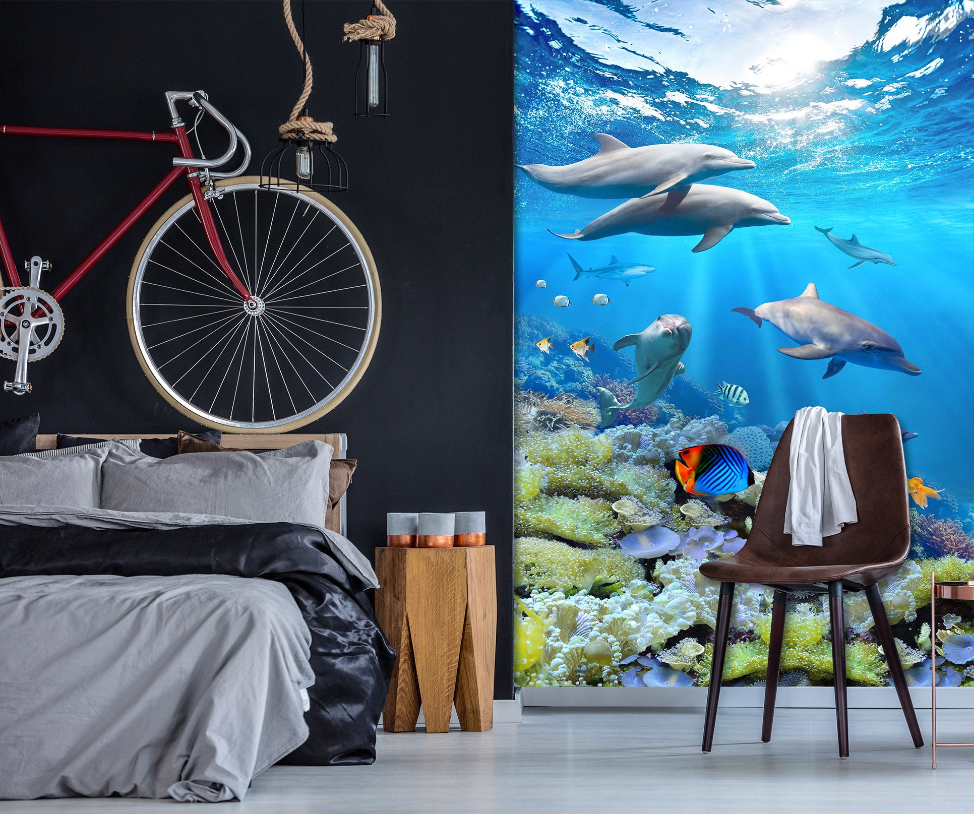 3D Deep Sea Dolphin 1967 Wall Murals