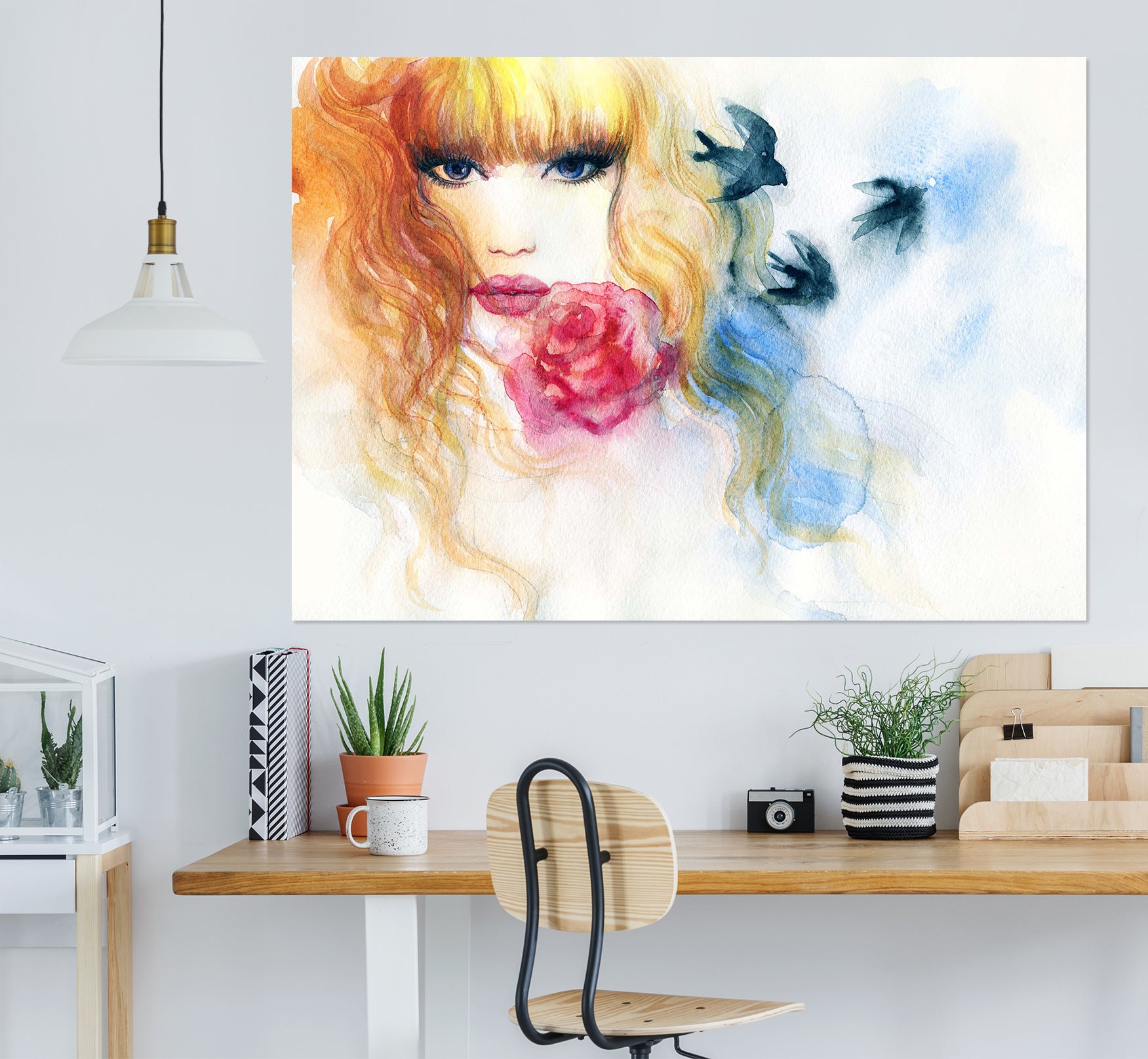 3D Painting Rose Woman 1010 Wall Sticker