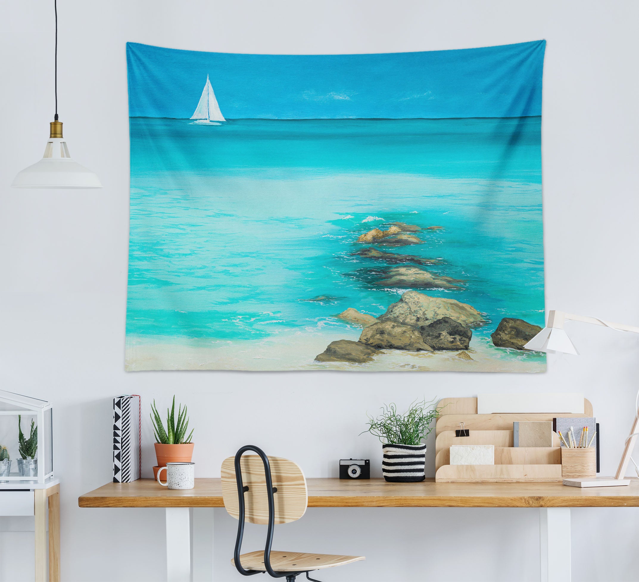 3D Blue Ocean Ship 863 Marina Zotova Tapestry Hanging Cloth Hang