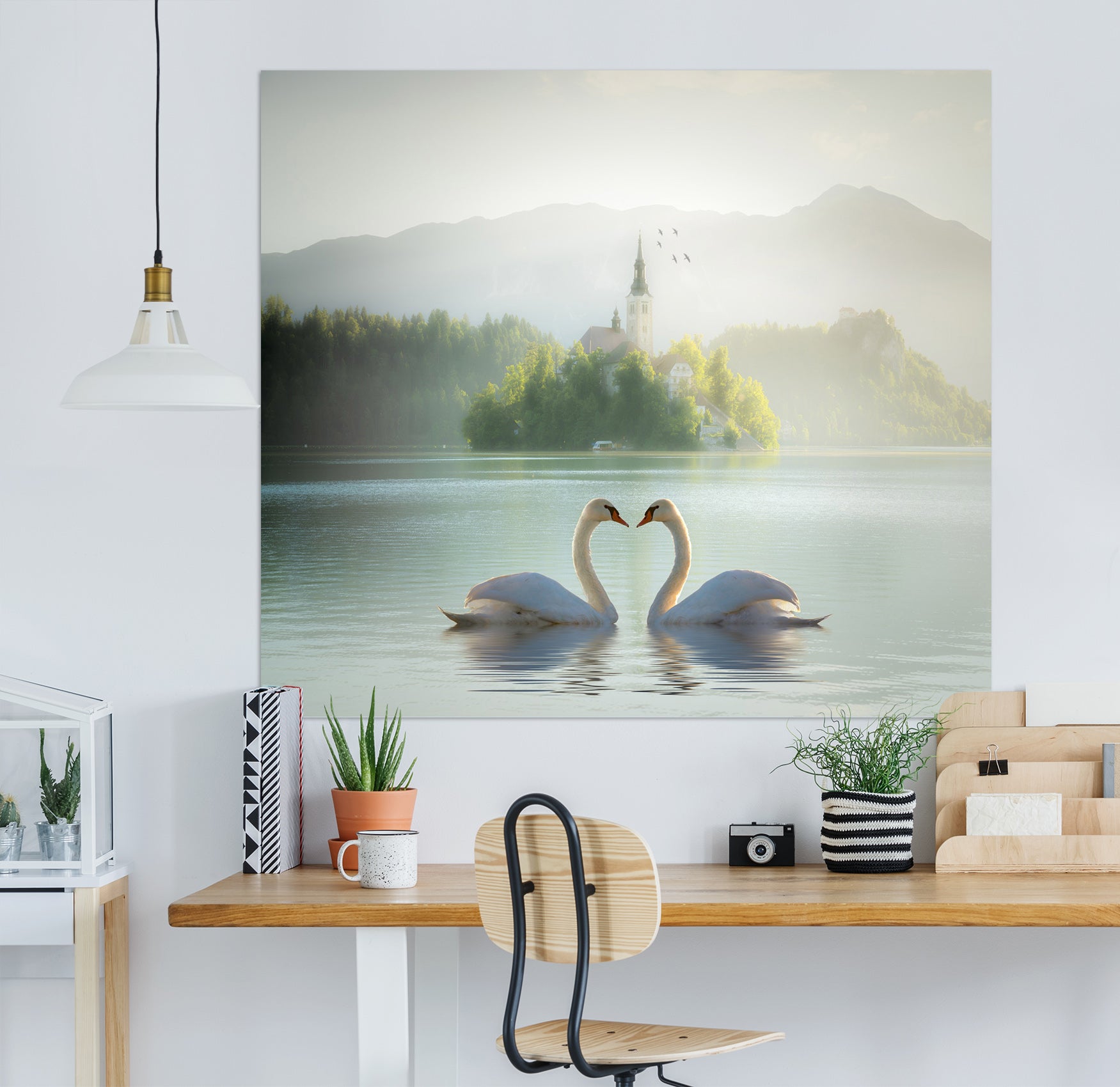 3D Swan Lake 124 Marco Carmassi Wall Sticker