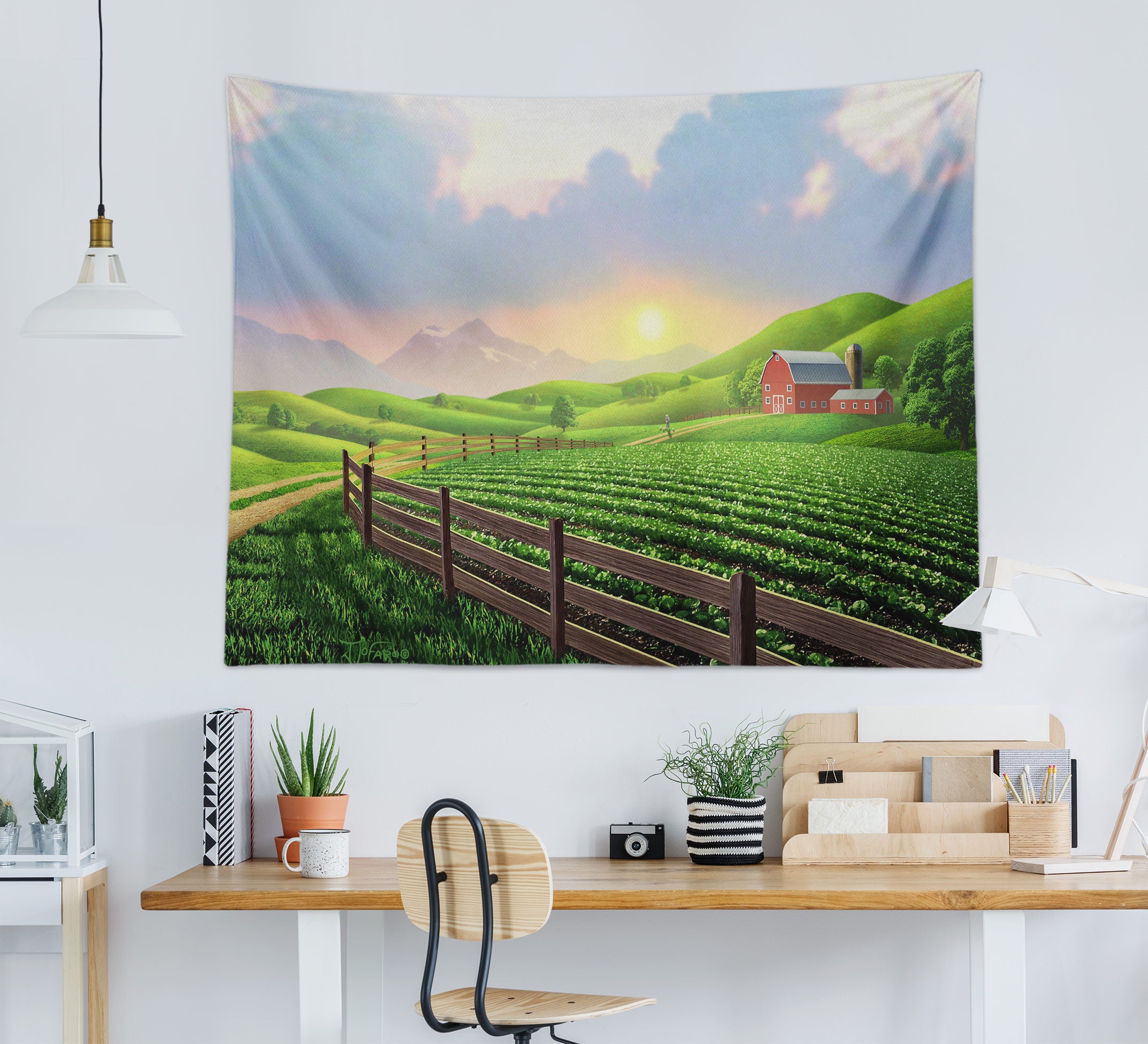 3D Green Field 111128 Jerry LoFaro Tapestry Hanging Cloth Hang