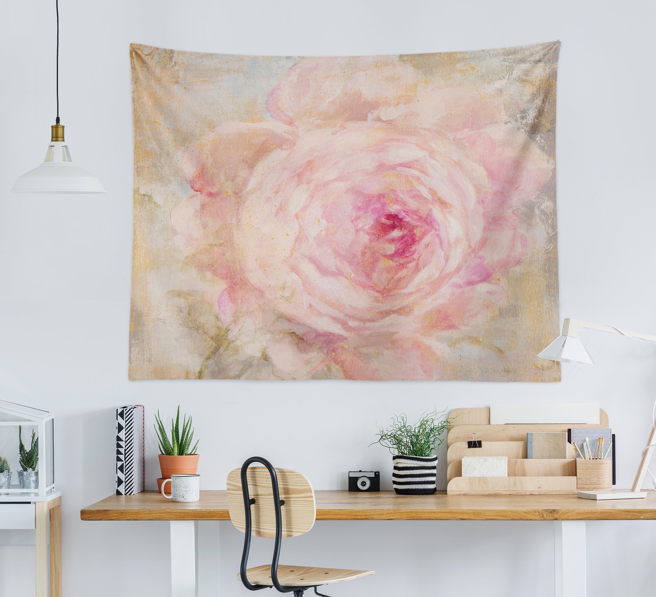 3D Pink Rose 111187 Debi Coules Tapestry Hanging Cloth Hang