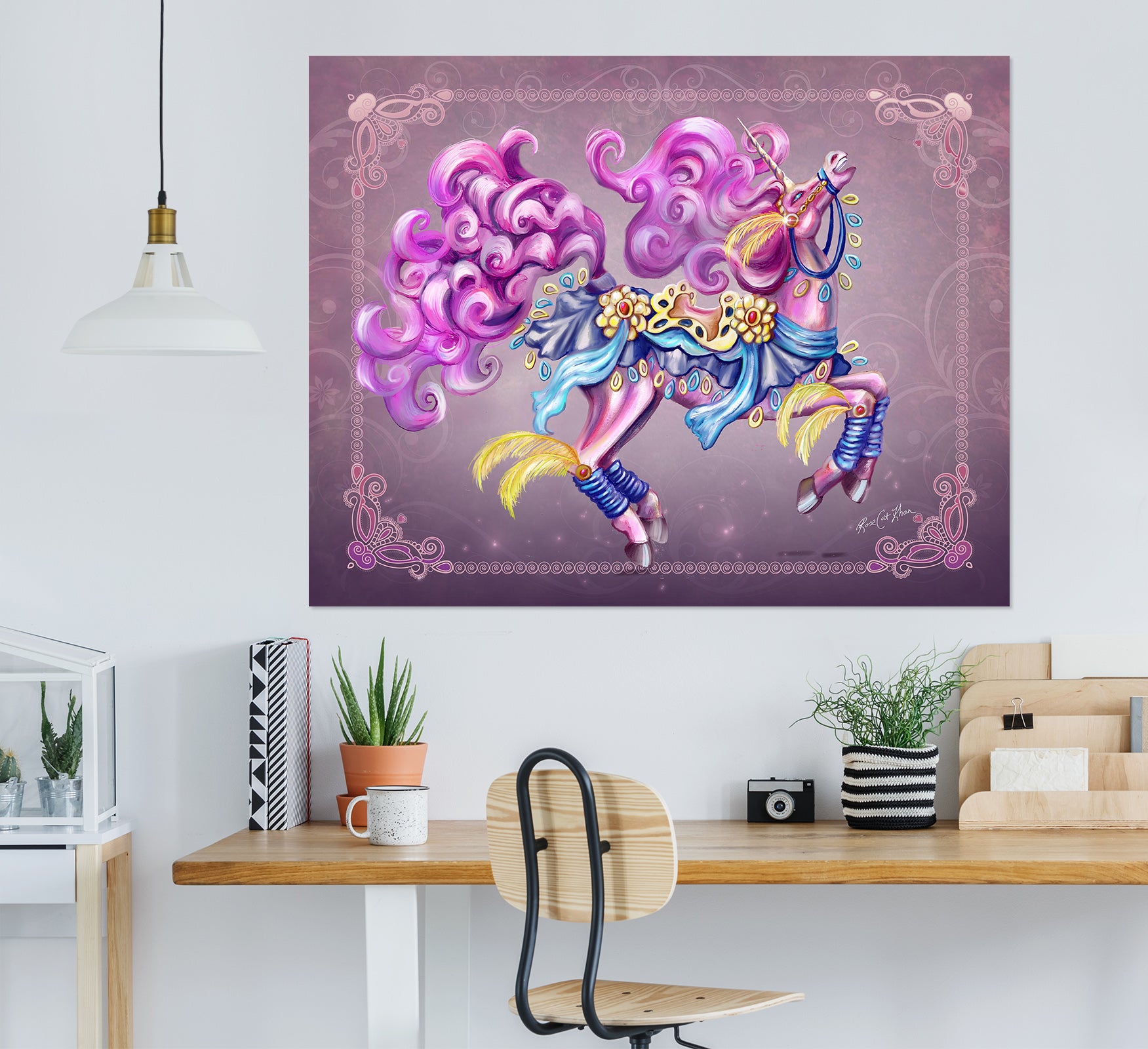 3D Purple Unicorn 202 Rose Catherine Khan Wall Sticker