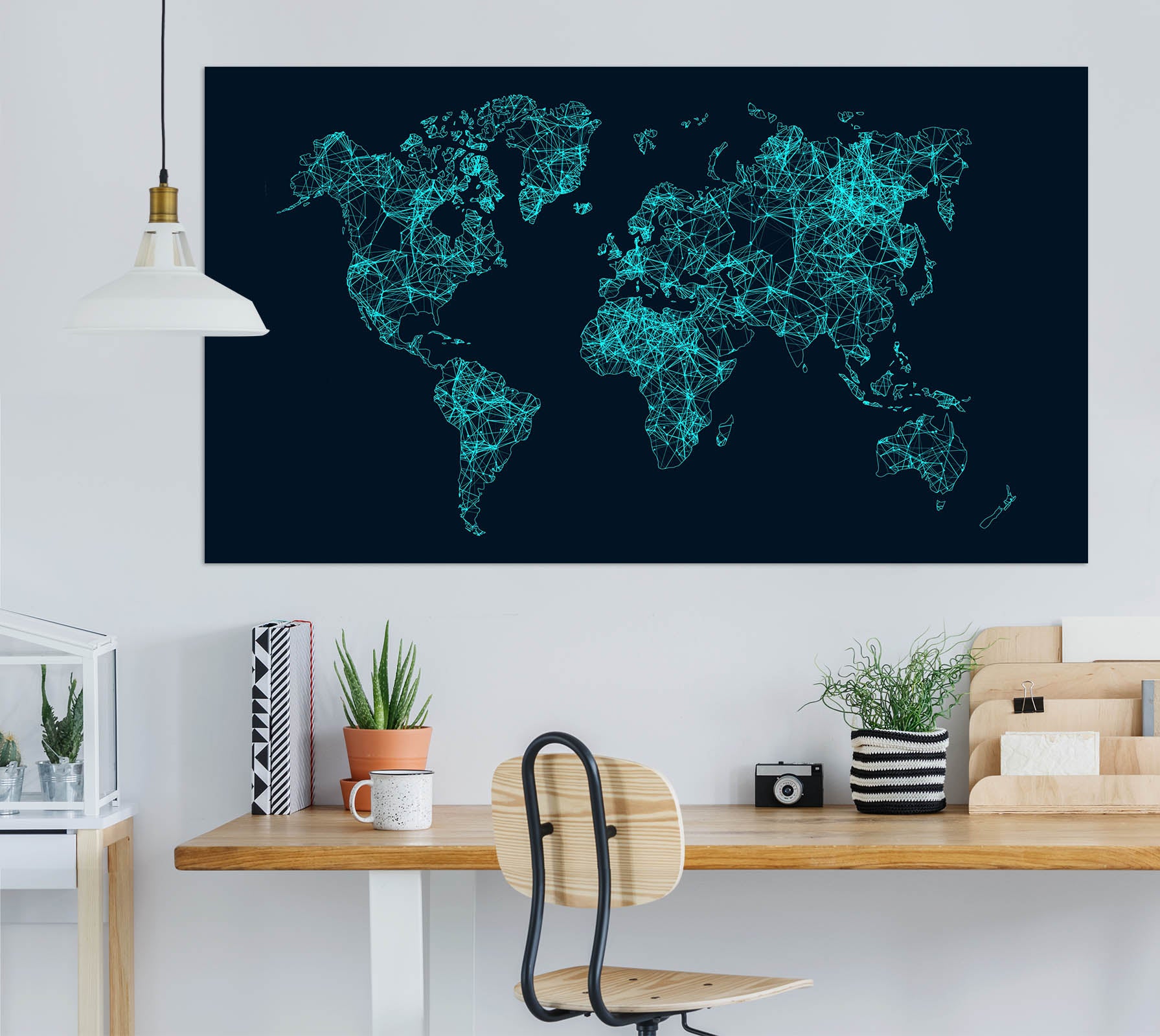 3D Land Night 293 World Map Wall Sticker