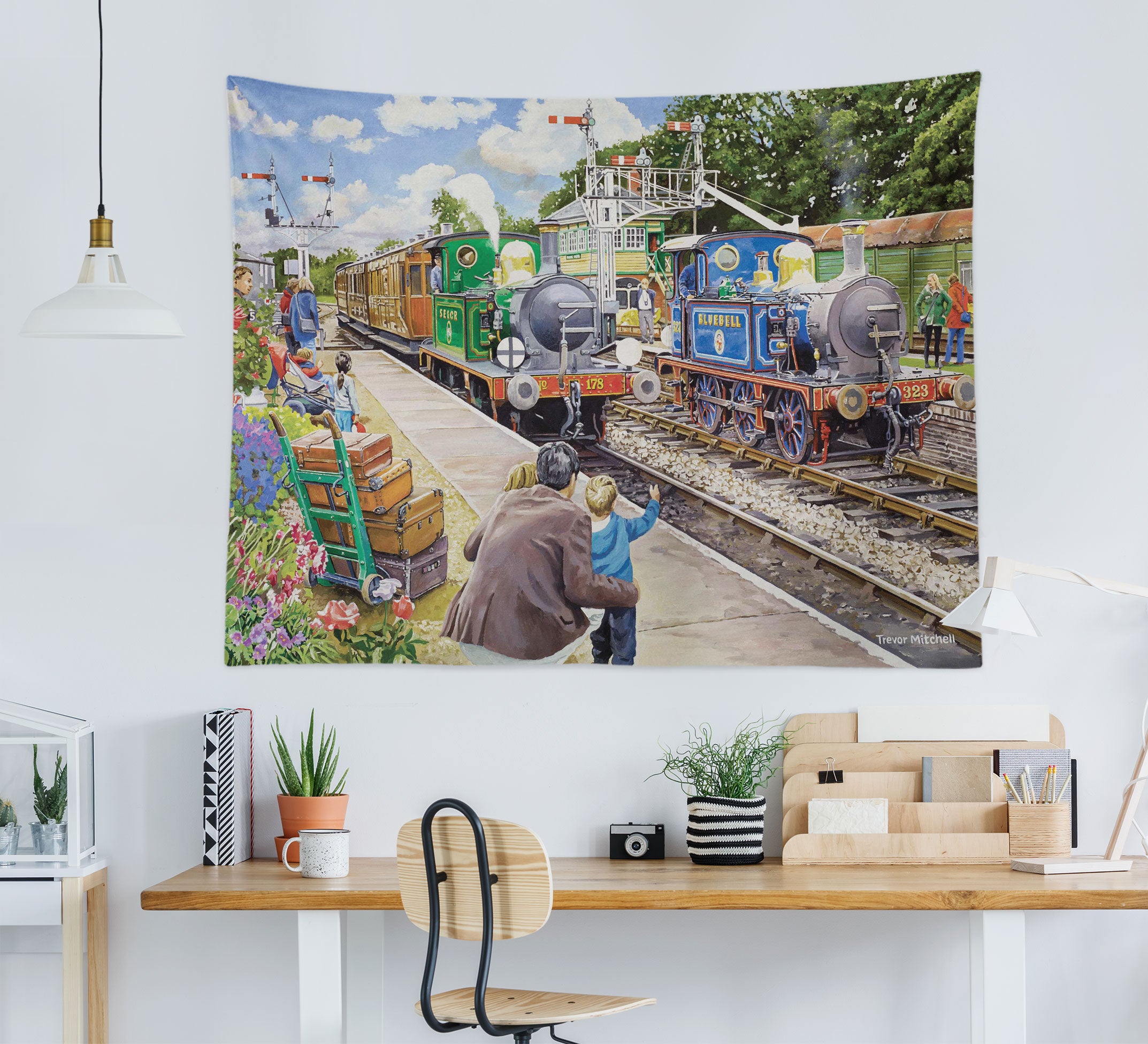 3D Train Station 11287 Trevor Mitchell Tapestry Hanging Cloth Hang