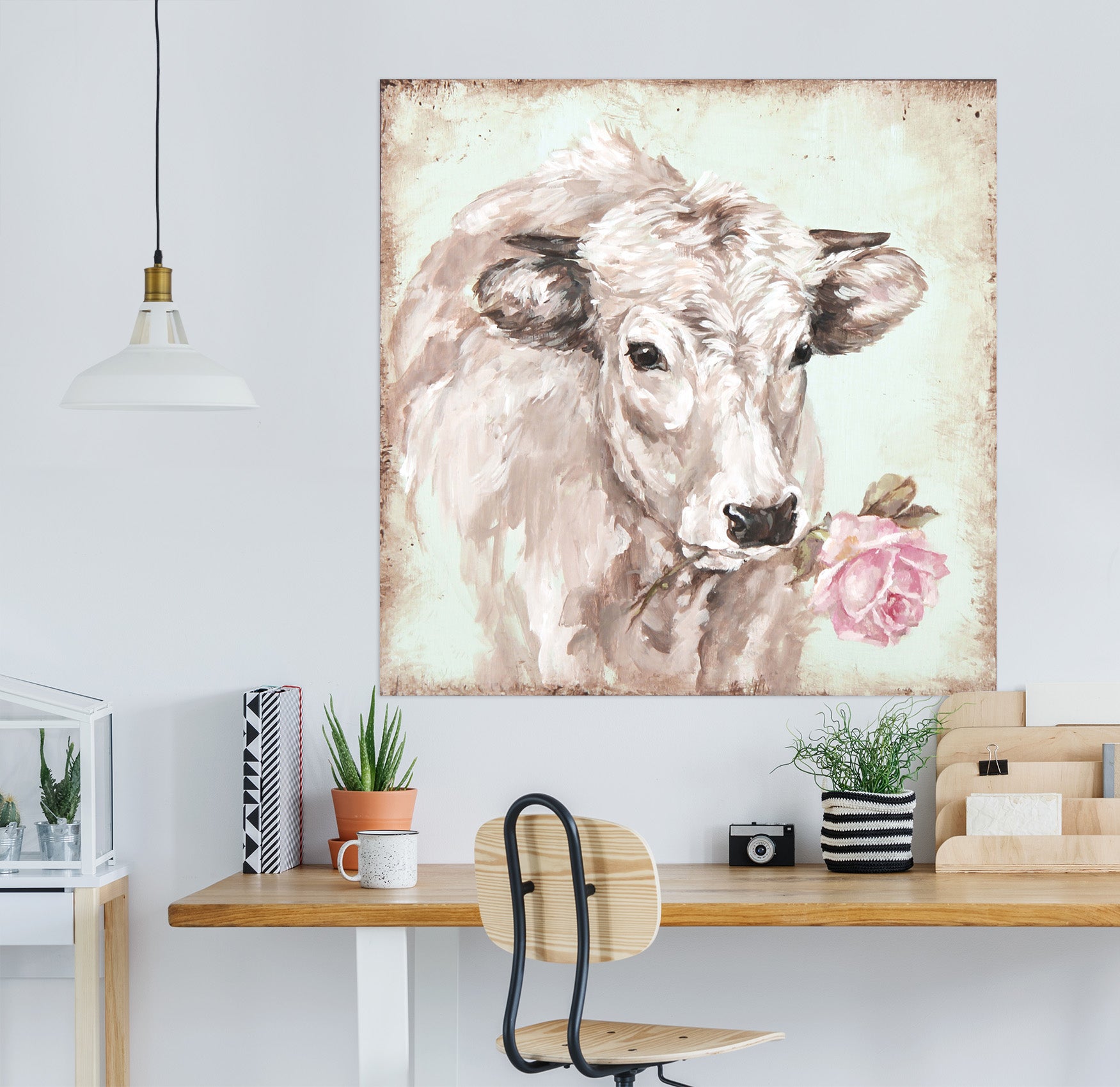 3D Cow Rose 002 Debi Coules Wall Sticker