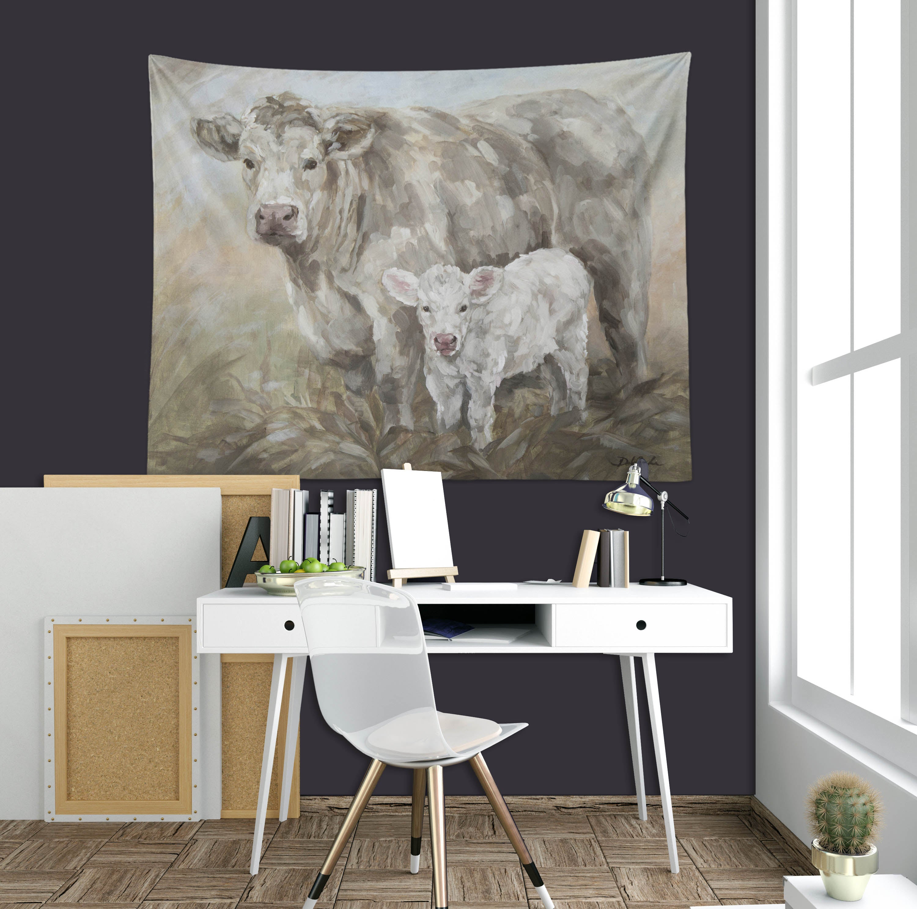 3D Cow Calf 7813 Debi Coules Tapestry Hanging Cloth Hang
