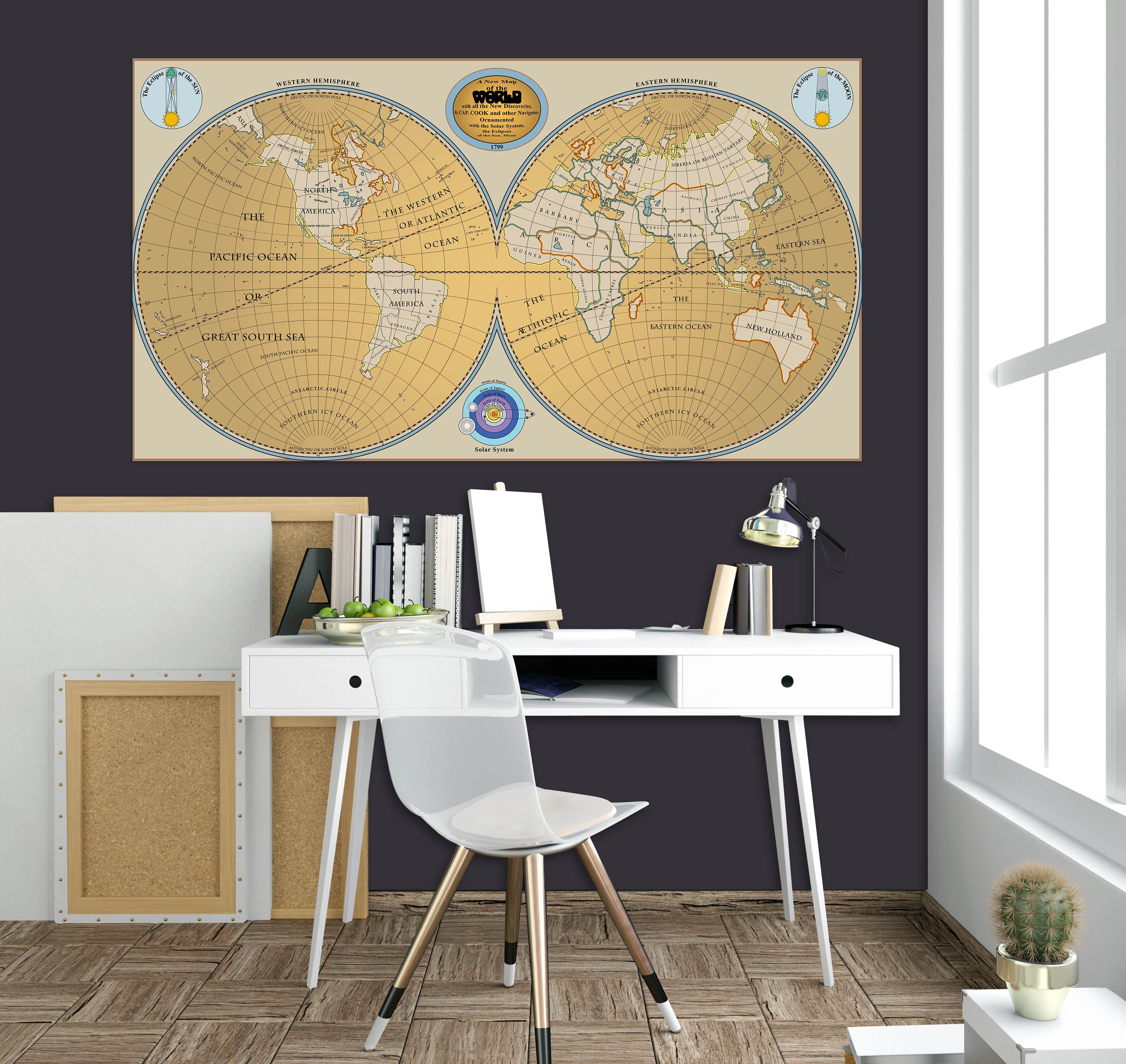 3D Yellow Globe 218 World Map Wall Sticker