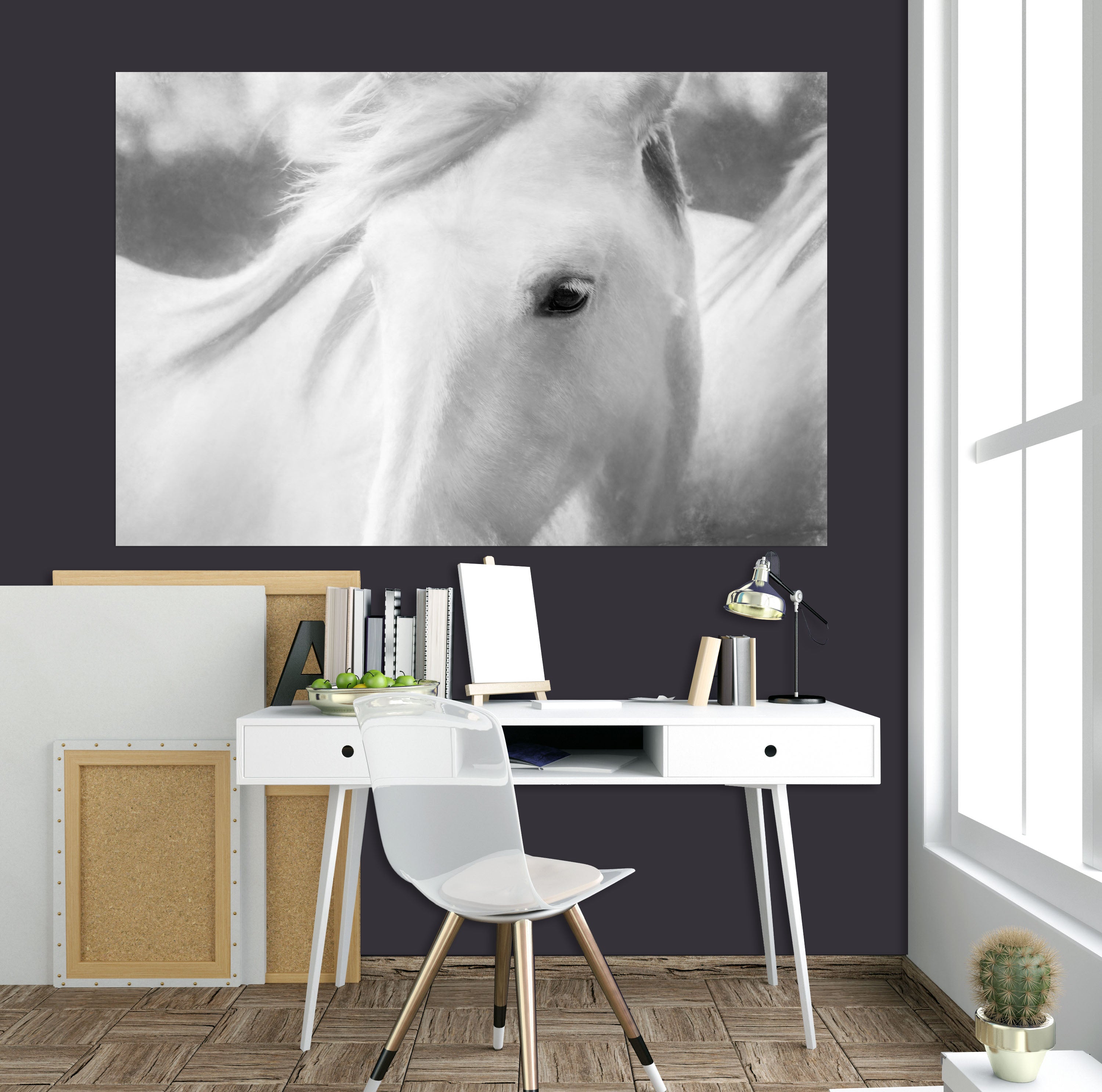 3D White Horse 142 Marco Carmassi Wall Sticker