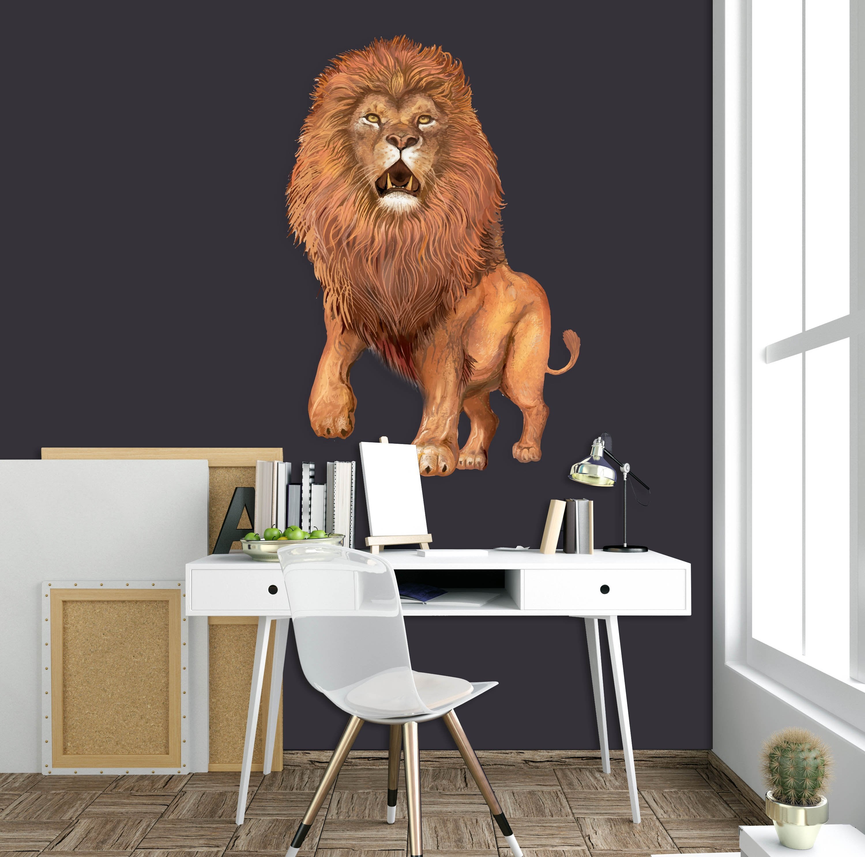 3D Lion Lookout 184 Animals Wall Stickers Wallpaper AJ Wallpaper 
