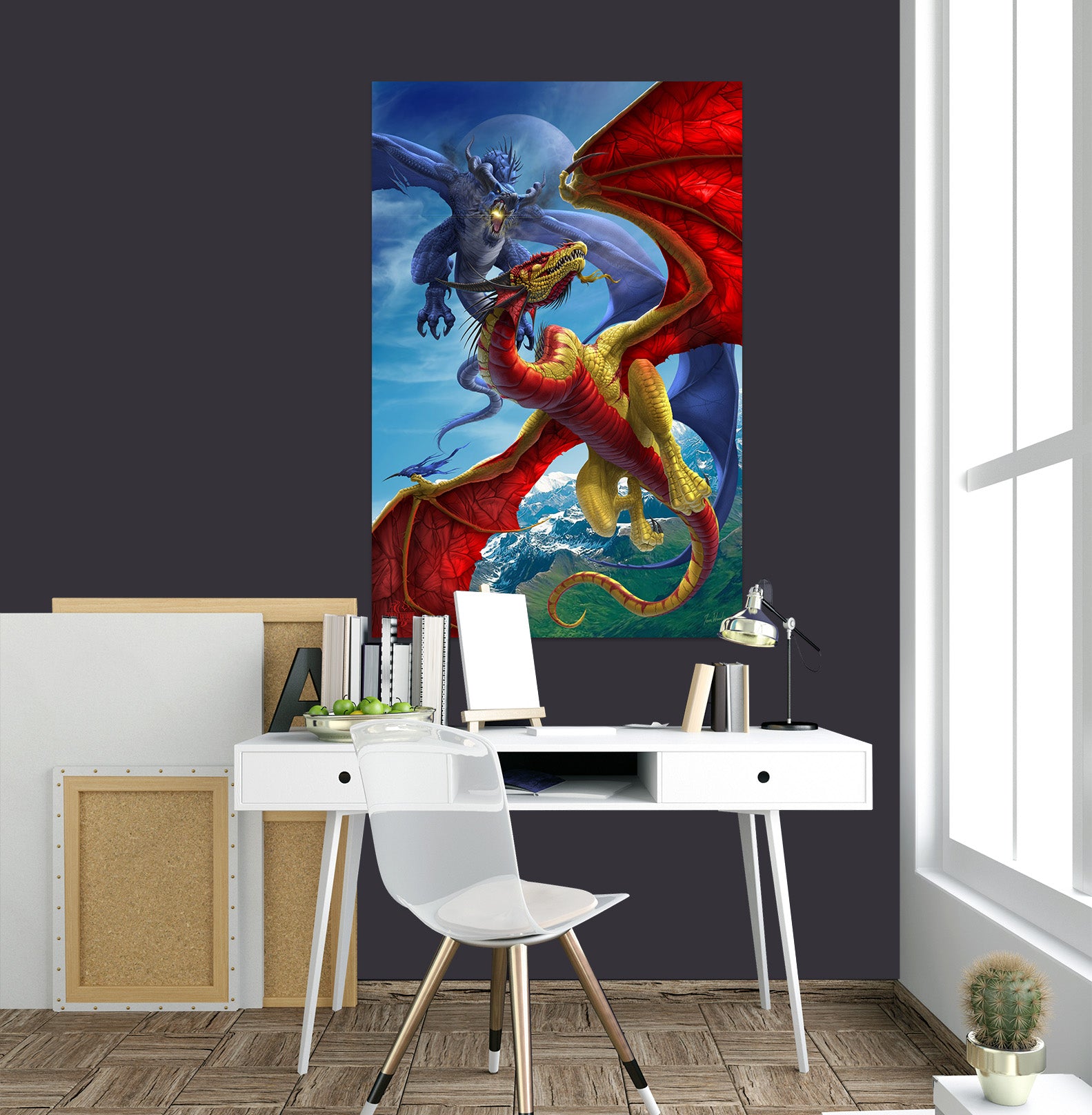 3D Blue Red Dragon 5140 Tom Wood Wall Sticker