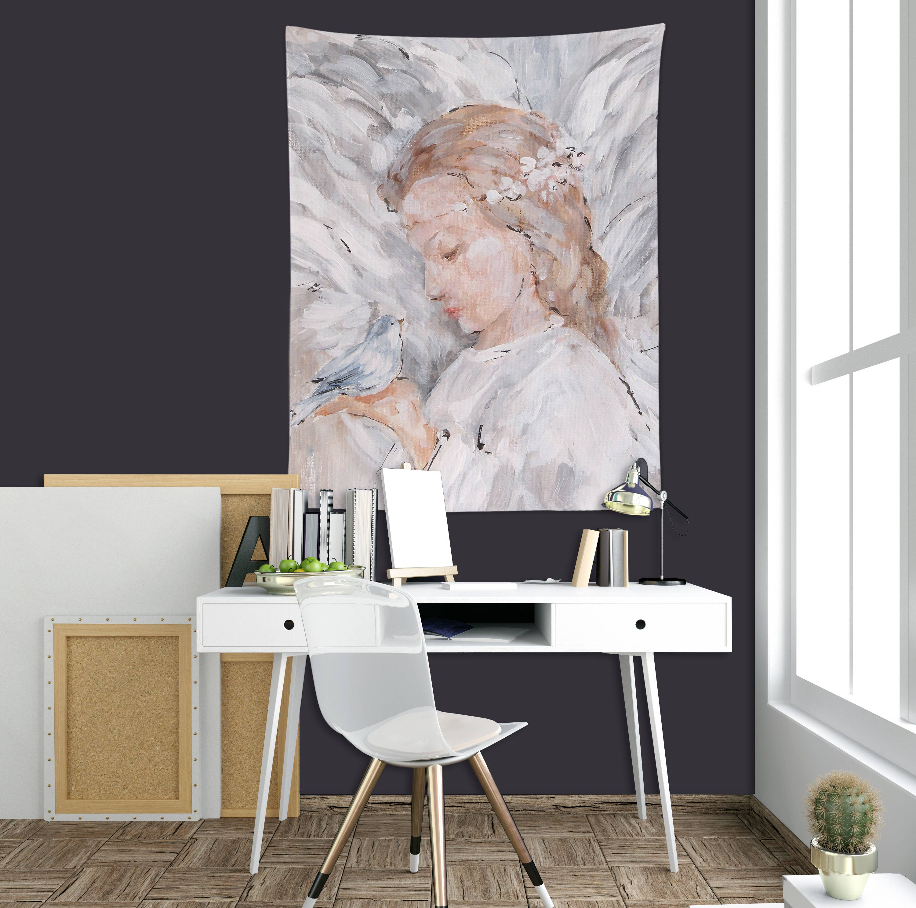 3D Bird Angel Girl 11224 Debi Coules Tapestry Hanging Cloth Hang