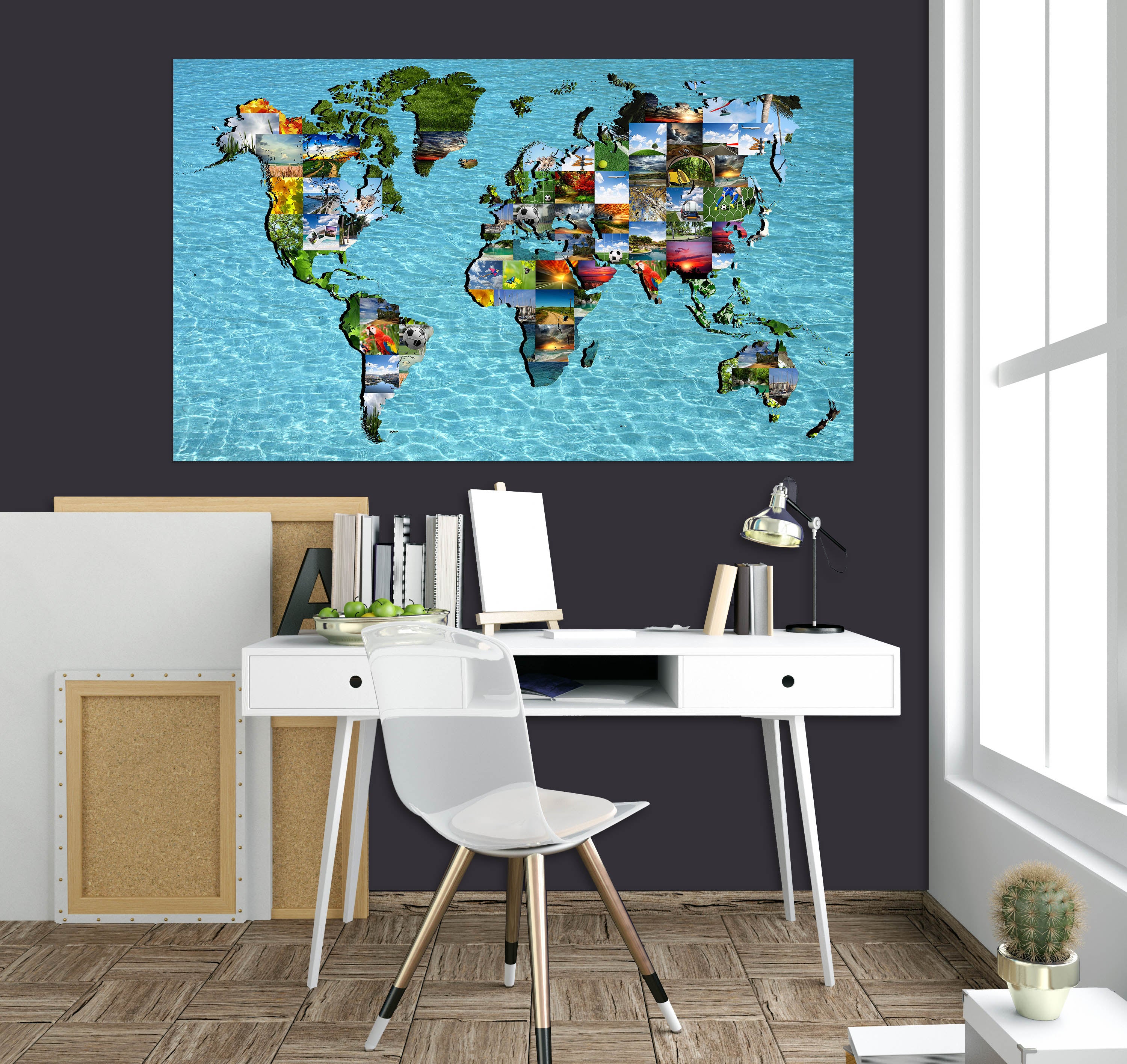 3D Island Architecture 133 World Map Wall Sticker