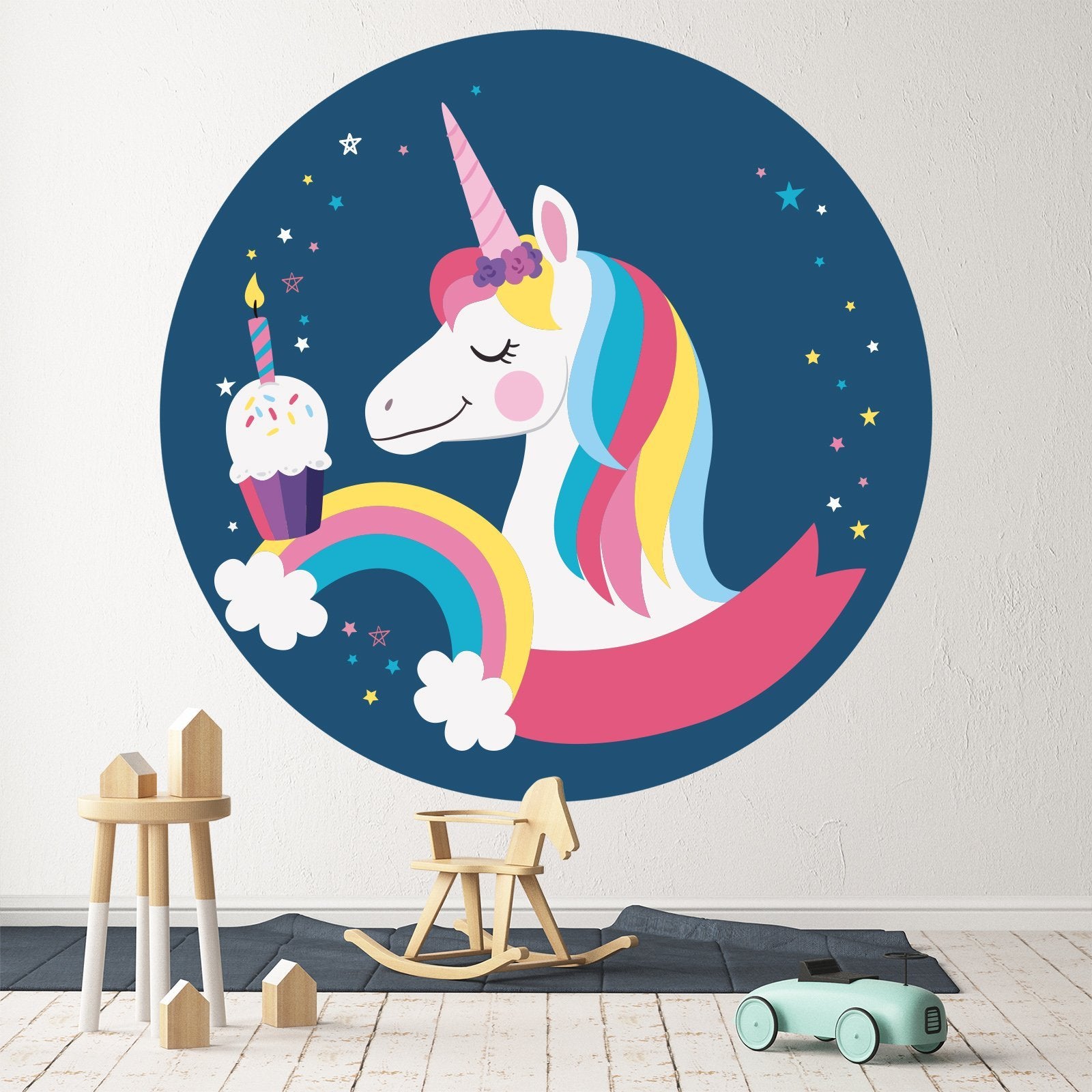 3D Unicorn Cake Rainbow 234 Wall Stickers Wallpaper AJ Wallpaper 